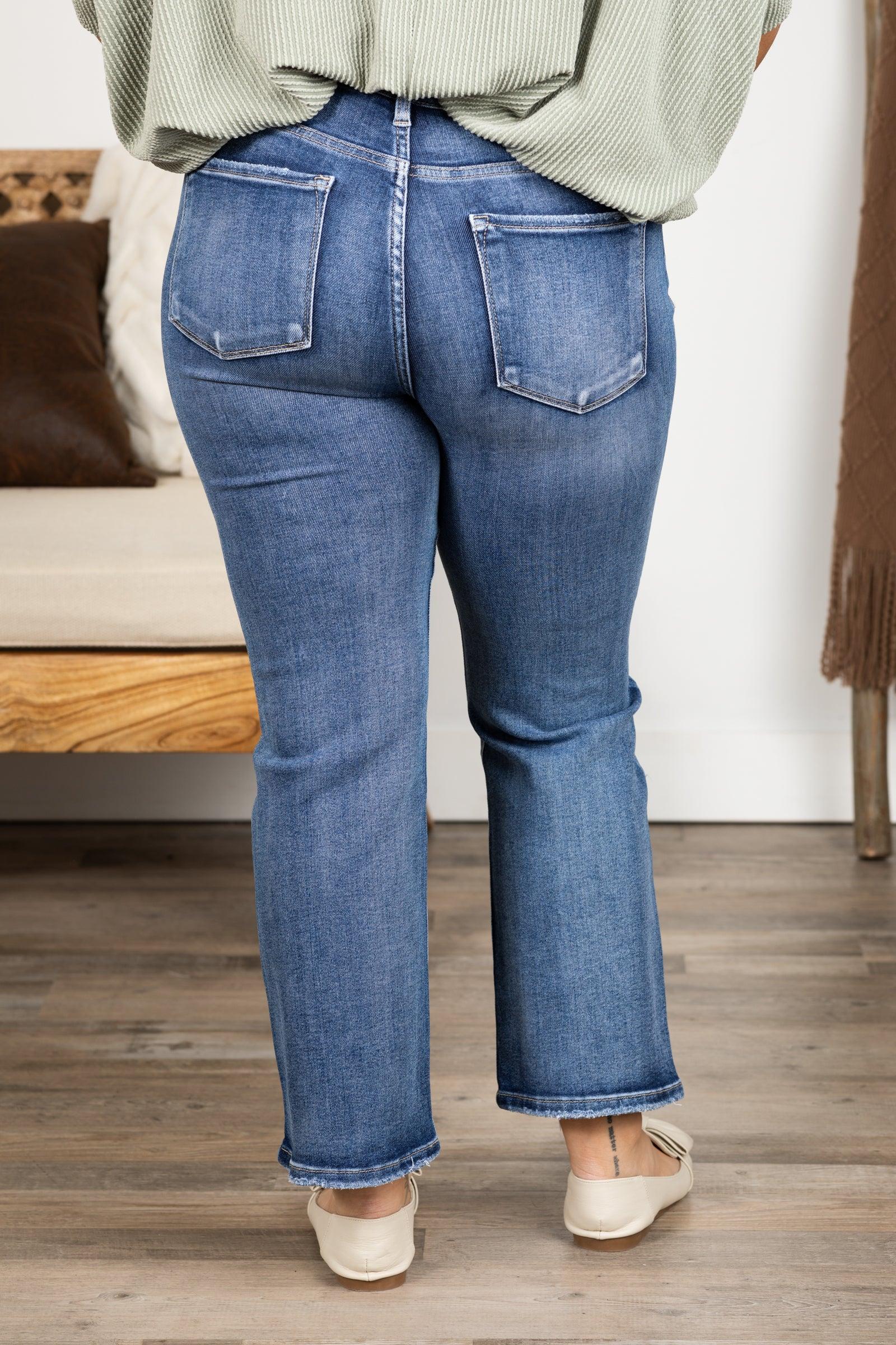 Risen Medium Wash Crop Straight Jeans Product Image