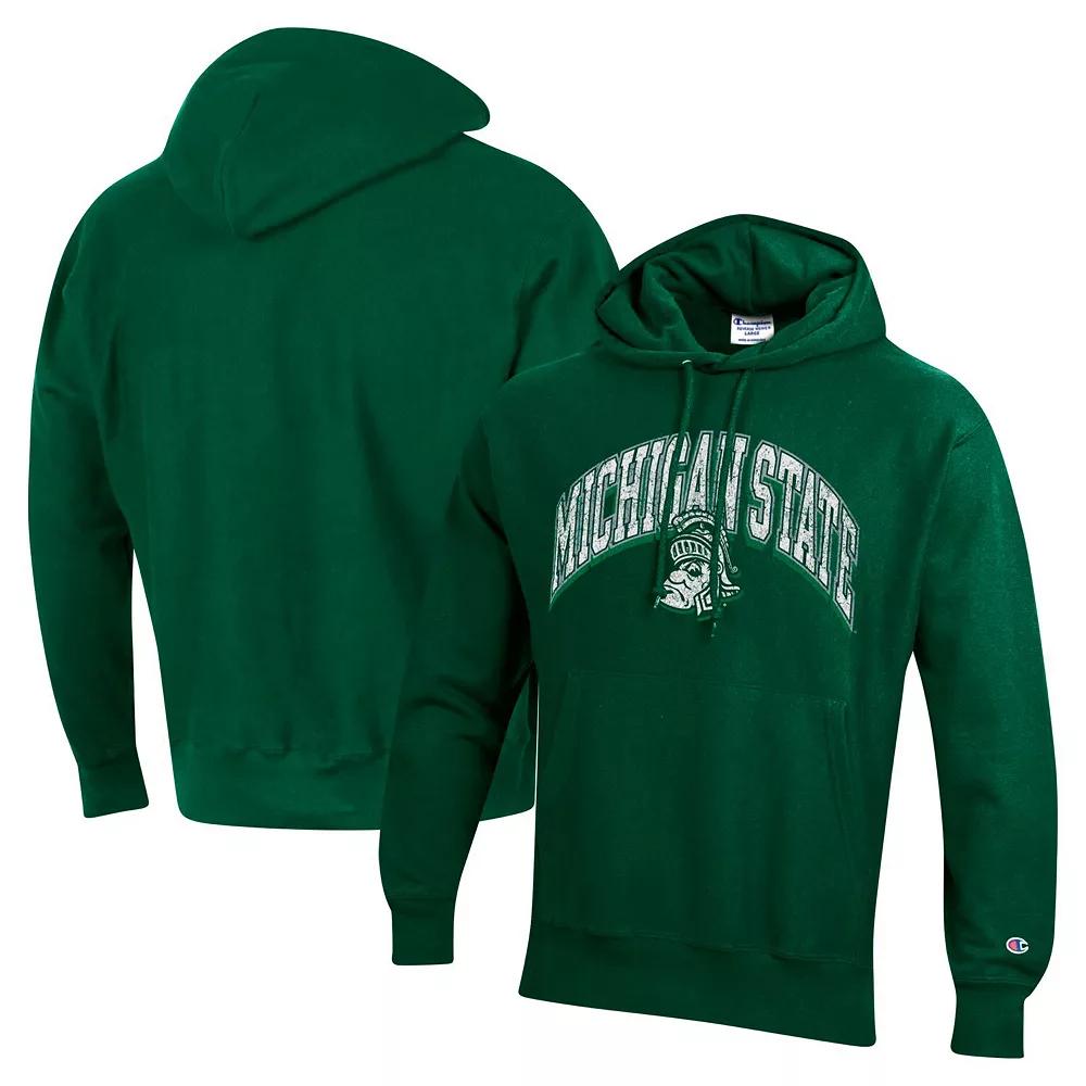 Men's Champion Green Michigan State Spartans Vault Late Night Reverse Weave Pullover Hoodie,  Product Image