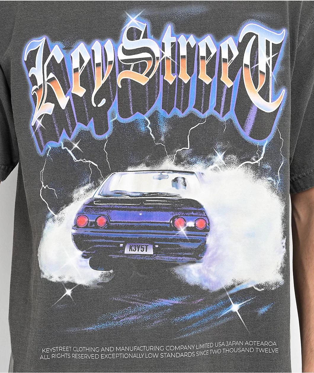 Key Street Burn Out Grey Wash T-Shirt Product Image