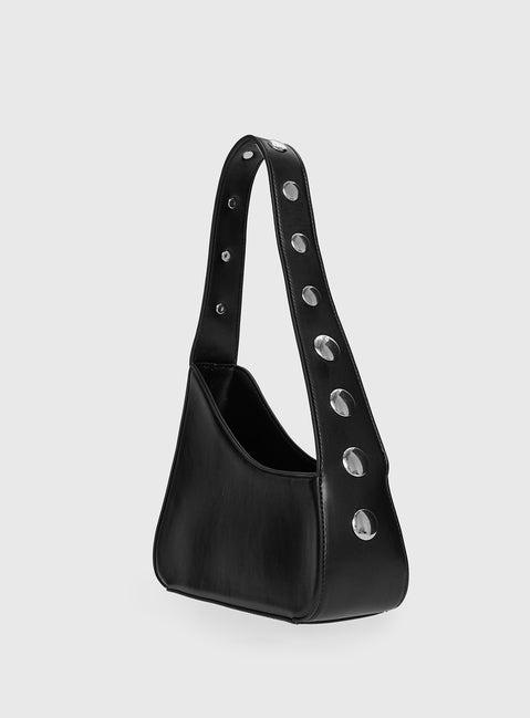 Popular Slanted Shoulder Bag Black Product Image