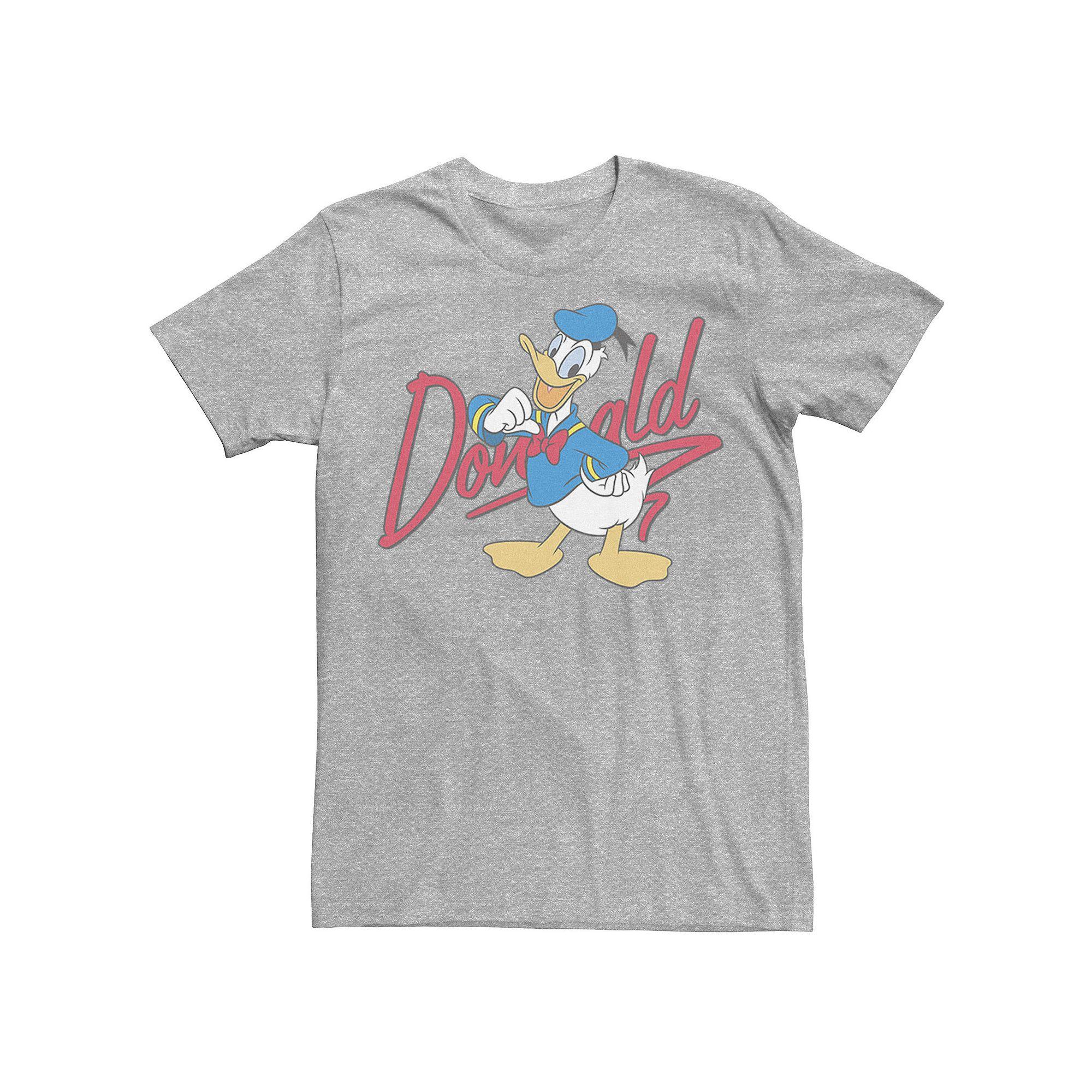 Disney's Donald Duck Men's Red Cursive Text Logo Portrait Tee,  Product Image