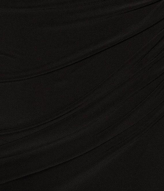 Le Bos Plus Size Stretch Sequin Lace Mesh Crew Neck 3/4 Illusion Sleeve Back Slit Column Dress Product Image