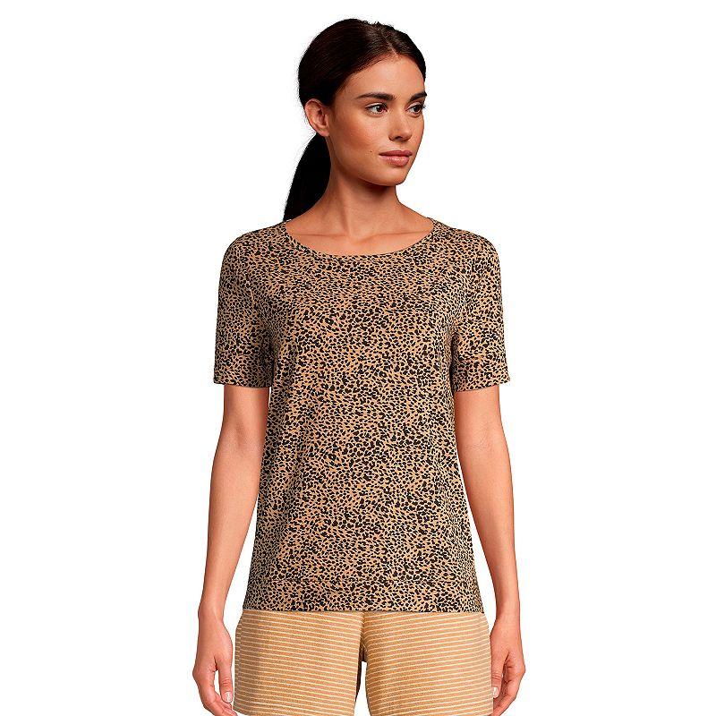 Women's Lands' End Short Sleeve Pajama Tee, Size: XX Small, White Navy Stripe Product Image