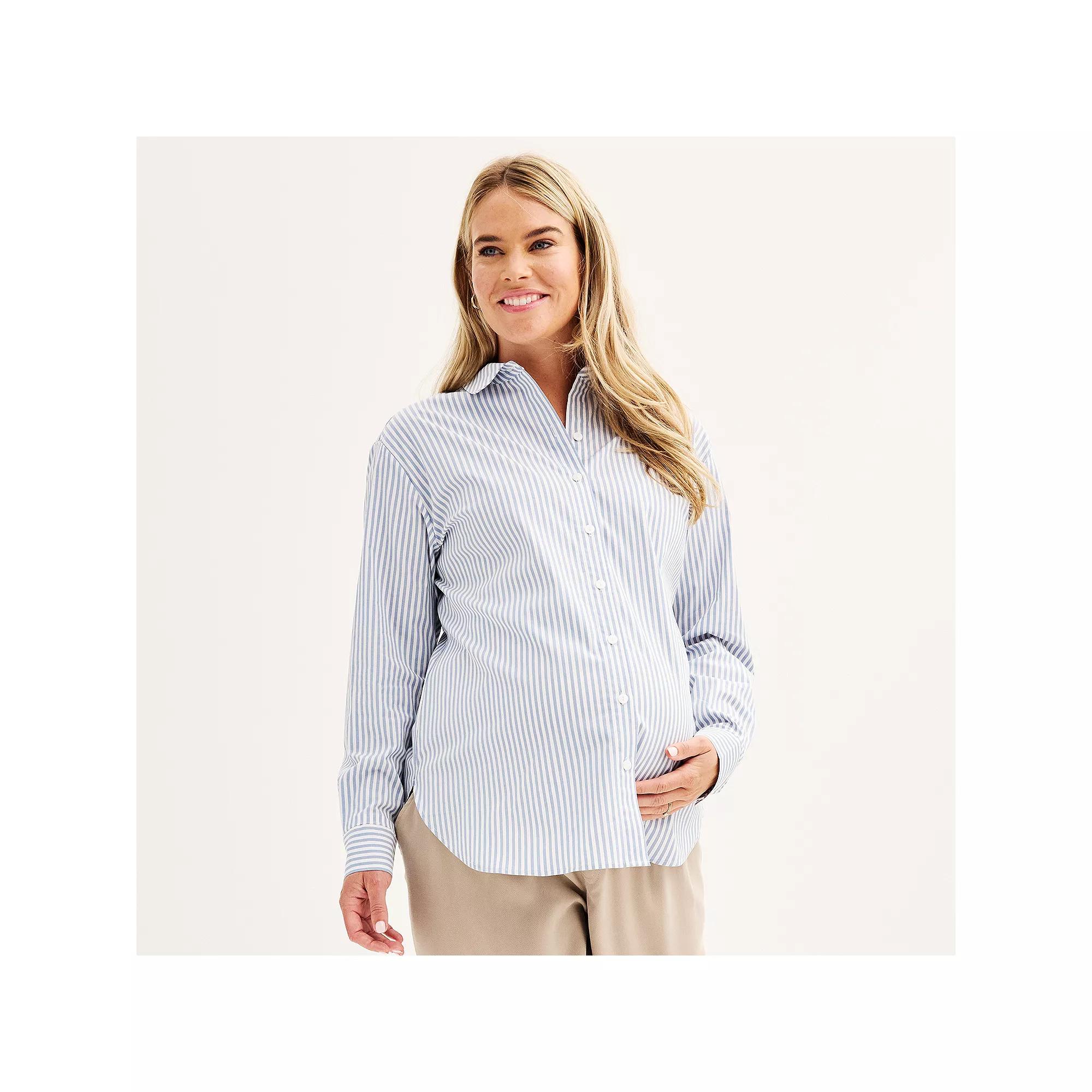 Maternity Sonoma Goods For Life® Button Down Shirt, Women's, Size: XXL-MAT, Blue Stripe Product Image