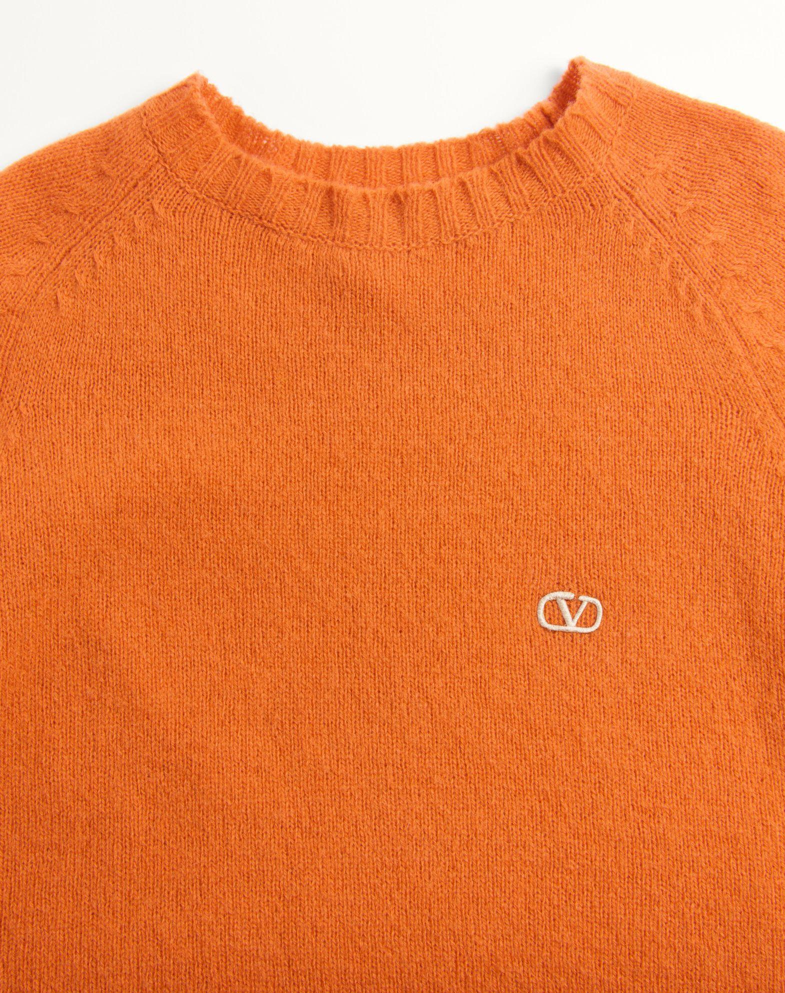 Shetland Wool Crewneck Sweater With Vlogo Embroidery Product Image