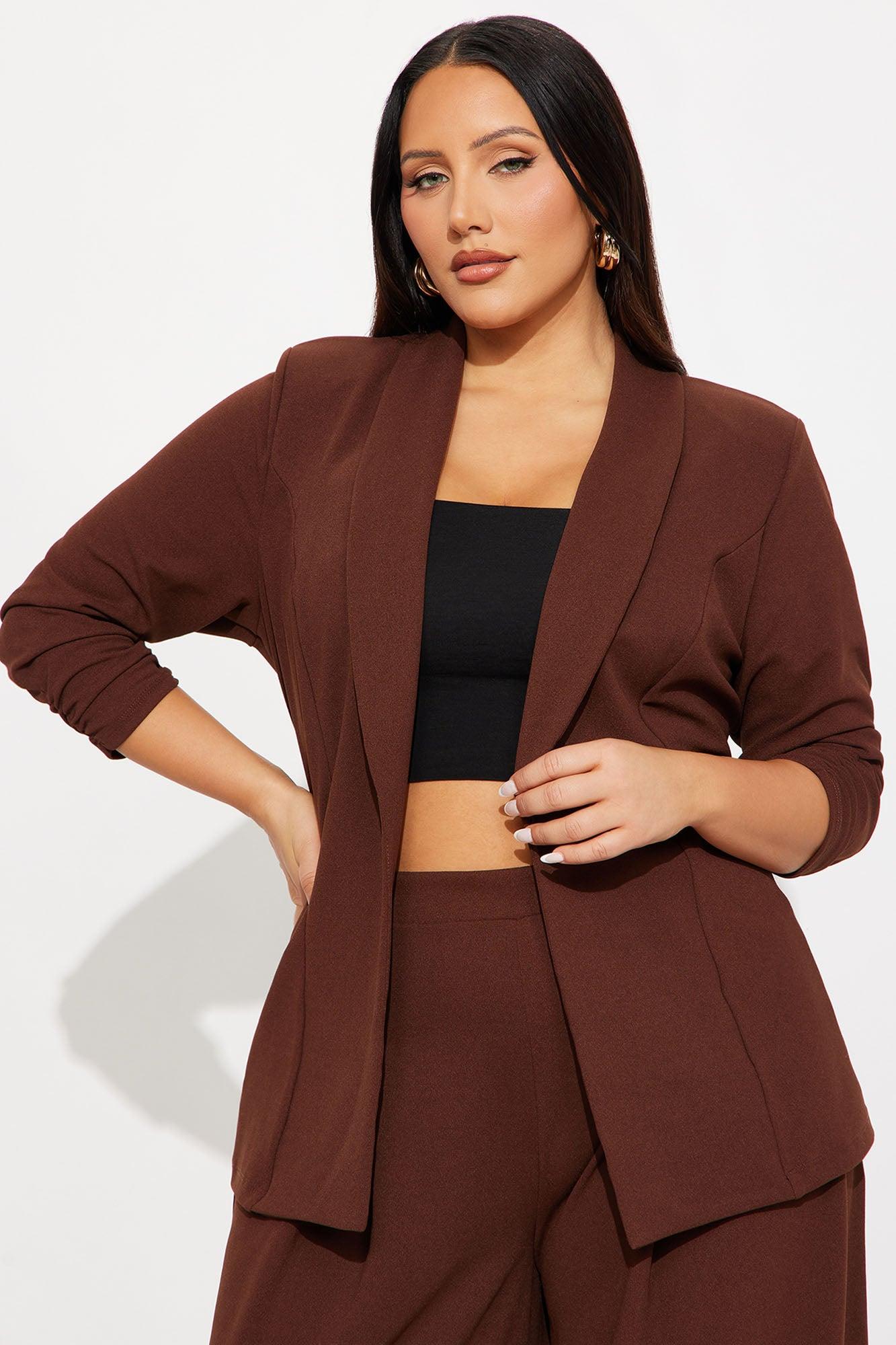 Reaching Goals Blazer Pant Set - Brown Female Product Image