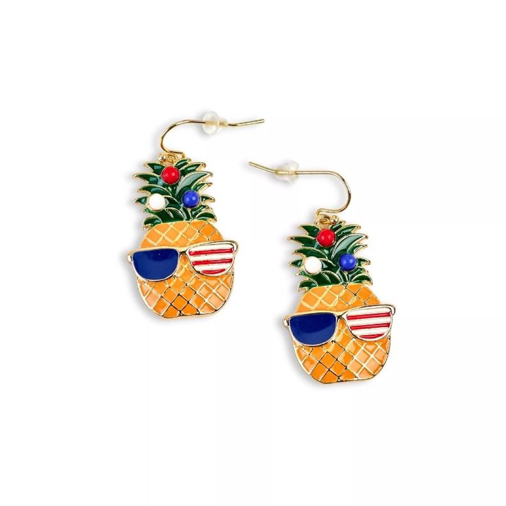 Celebrate Together™ Americana Gold Tone Patriotic Pineapple Earrings, Women's, Multi Product Image