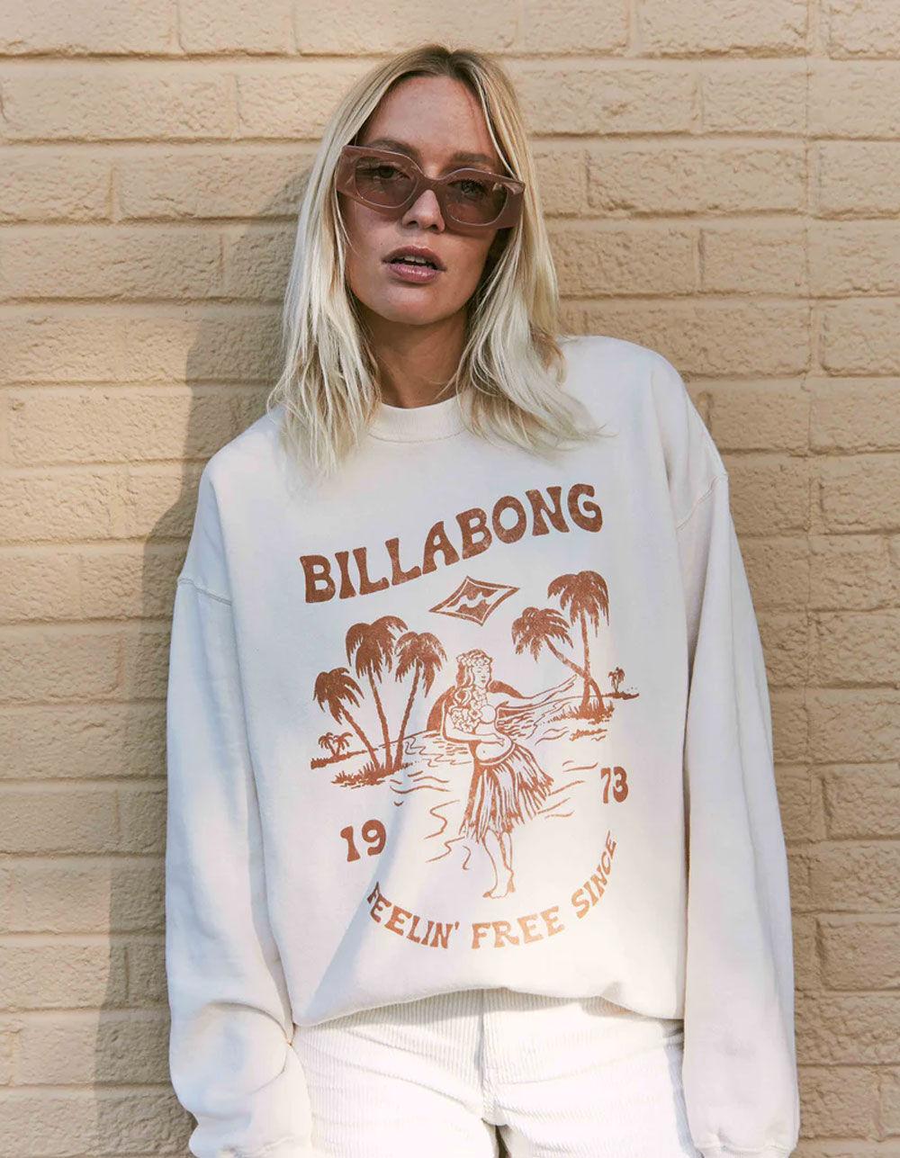 BILLABONG Ride In Womens Oversized Crewneck Sweatshirt - CREAM Product Image
