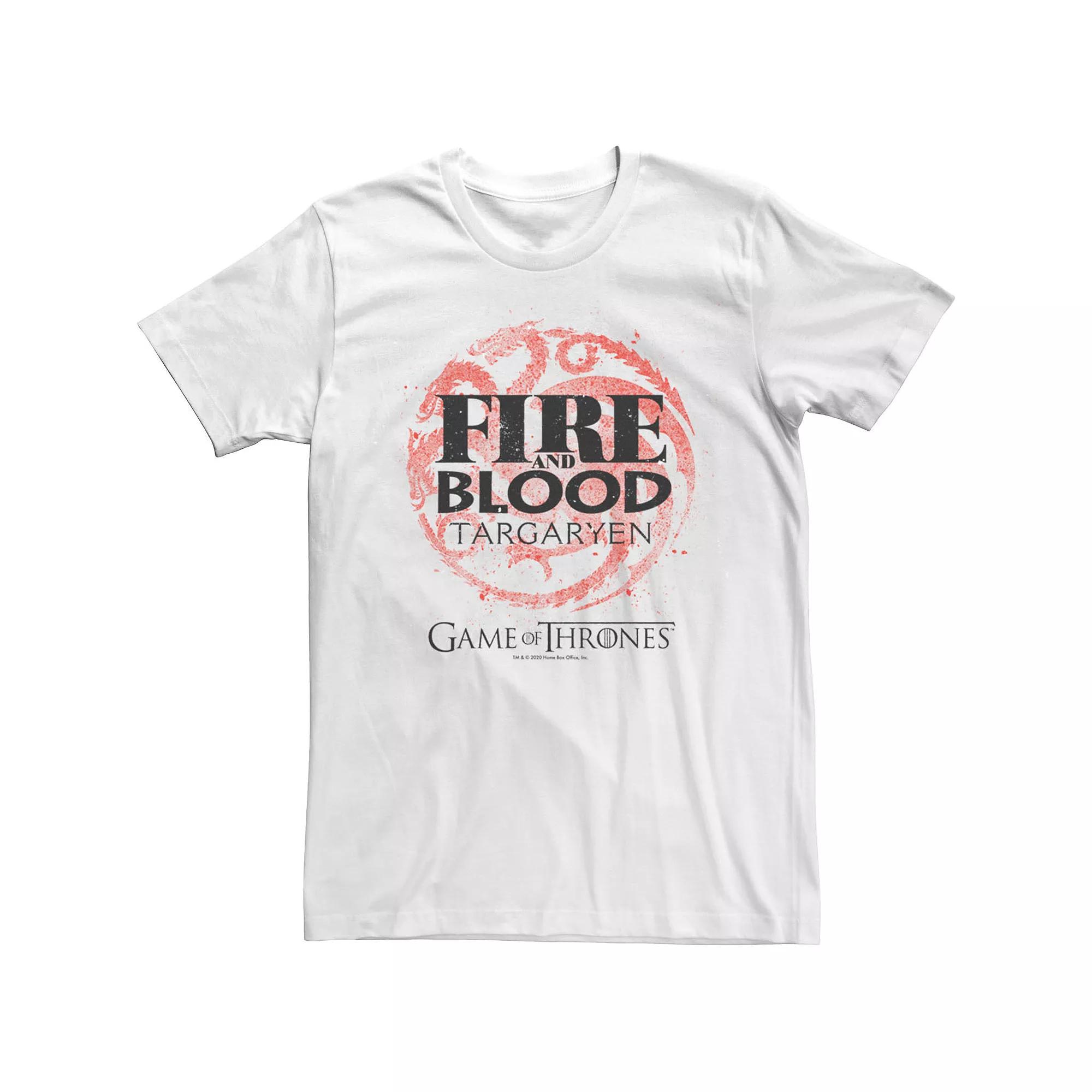 Men's Game Of Thrones Targaryen Fire And Blood Paint Splatter Tee, Size: 3XL, White Product Image