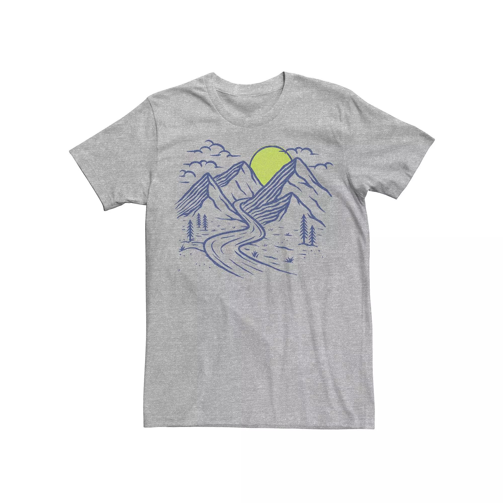 Men's Simple Line Drawn Mountains & Setting Sun Tee, Boy's,  Product Image