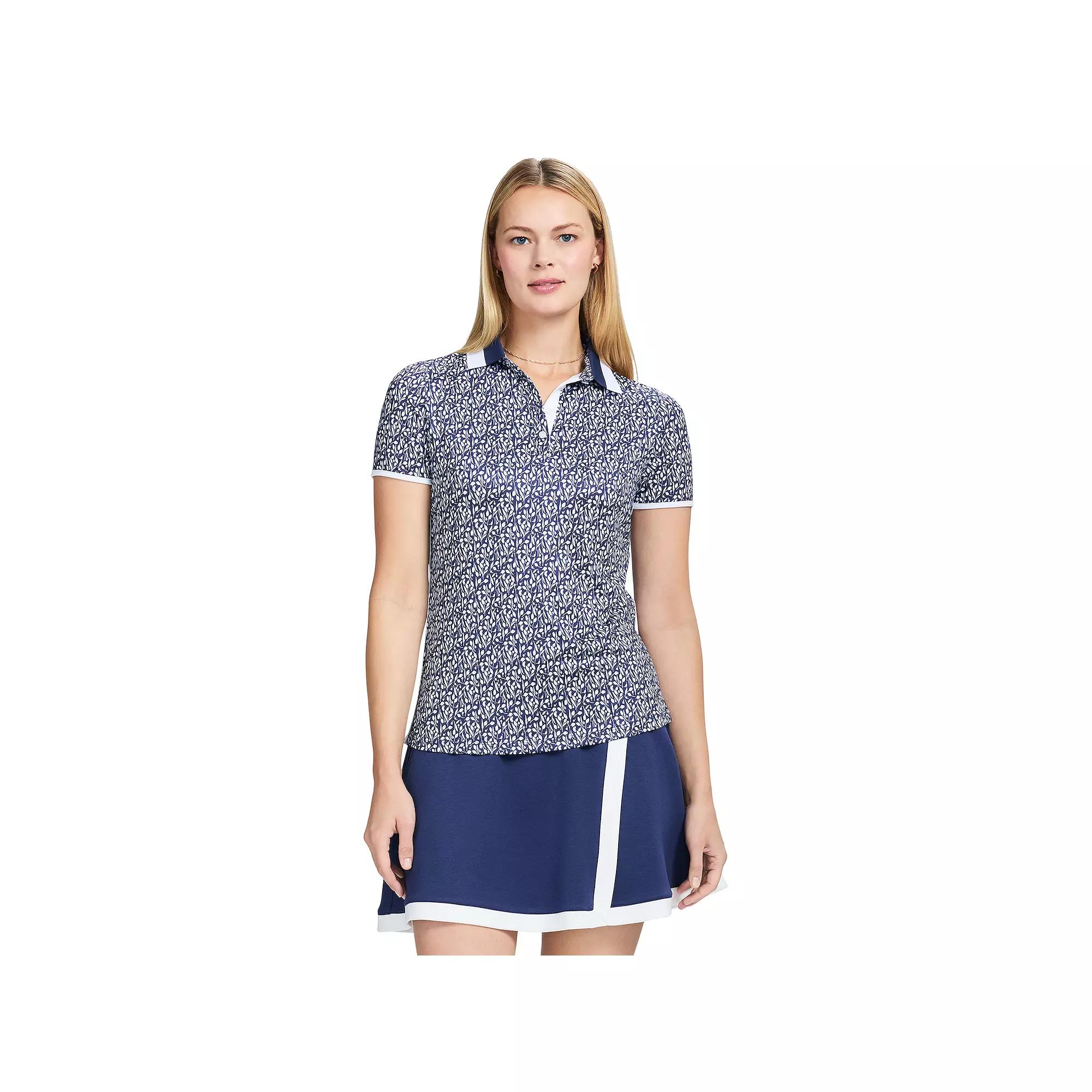Women's IZOD Stella Printed Short Sleeve Polo, Size: XL, Medieval Blue Product Image