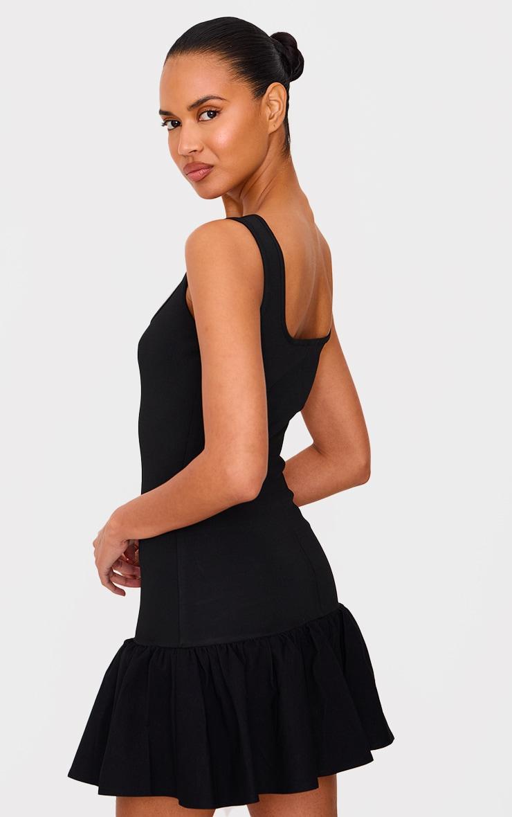 Black Bandage Dropped Waist Mini Dress Product Image