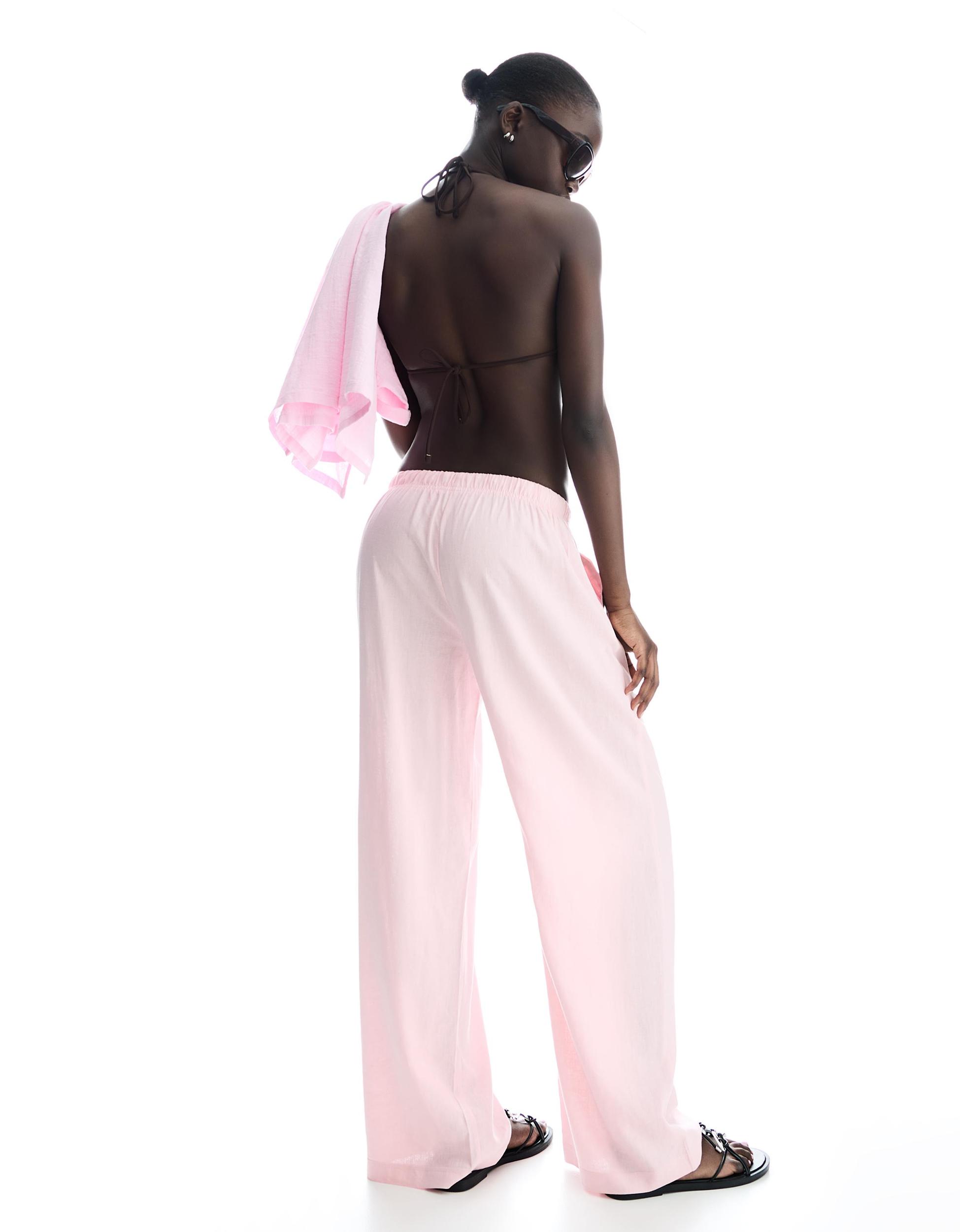 Linen blend pants with an elastic waistband Product Image