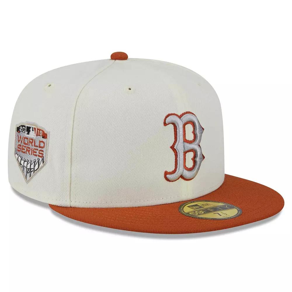 Men's New Era Cream/Orange Boston Red Sox 59FIFTY Fitted Hat, Size: 7 3/4, Beige Product Image