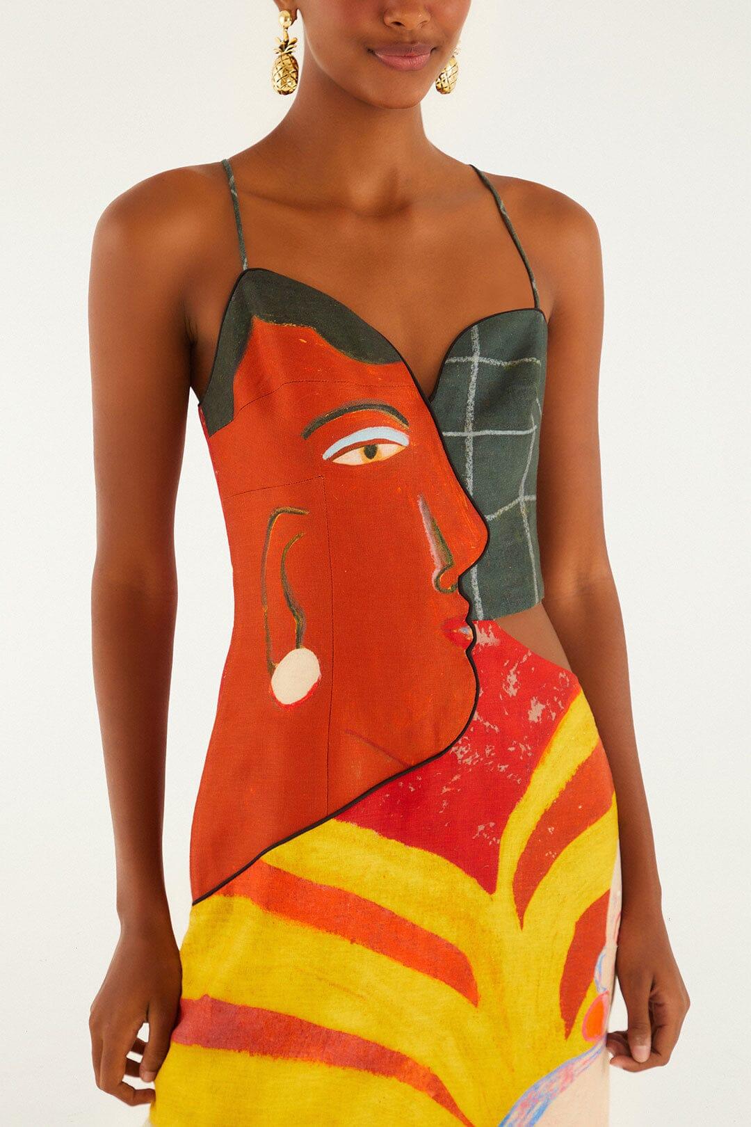 A Popular Cafe Sleeveless  Euroflax™ Premium Linen Midi Dress Product Image