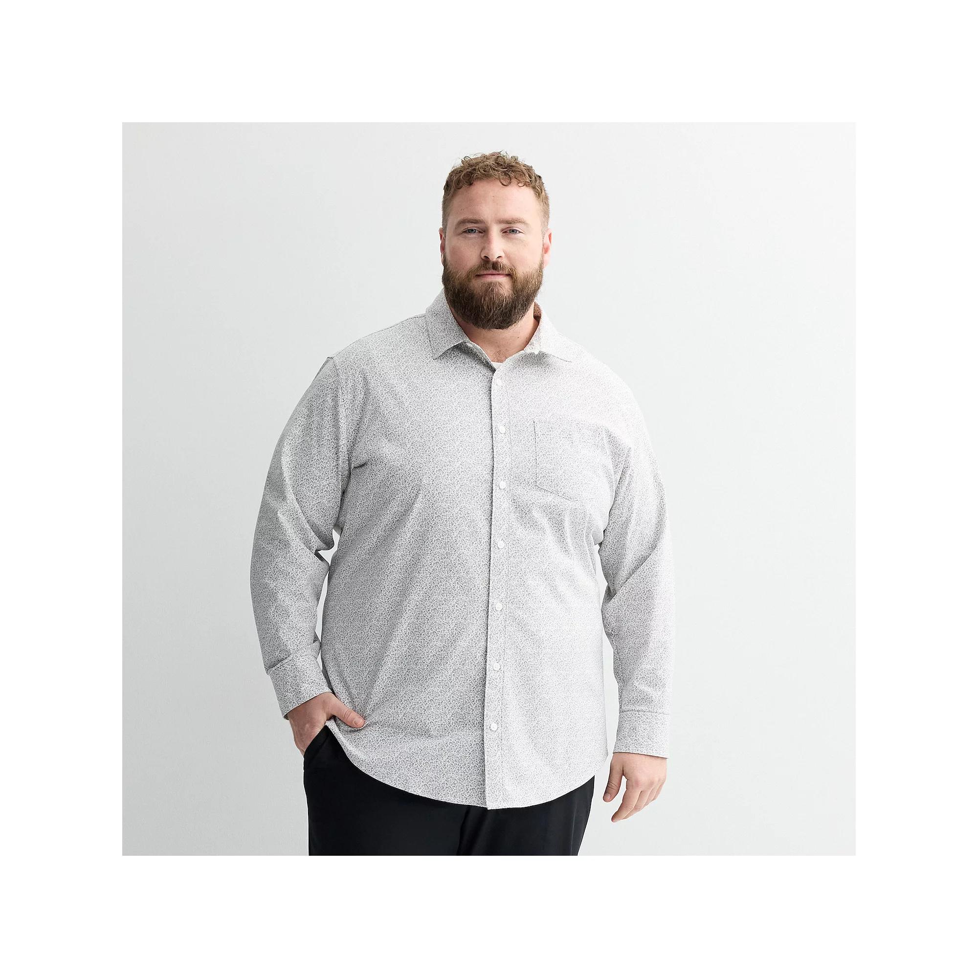 Big & Tall FLX Performance Untucked-Fit Long Sleeve Button Down Shirt, Men's,  Product Image
