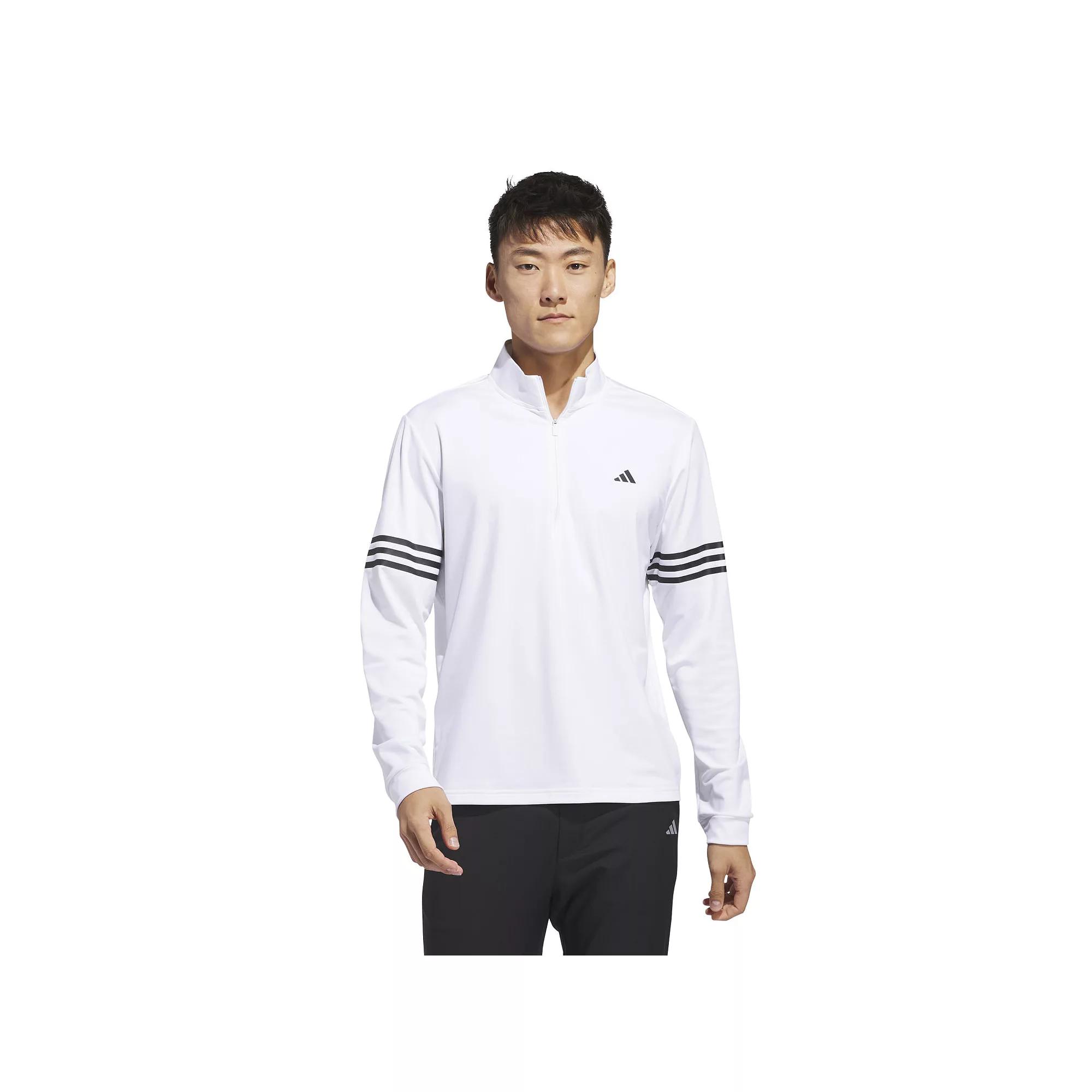 Men's adidas Adi 3-Stripes Half-Zip Top, Size: XXL, White Product Image