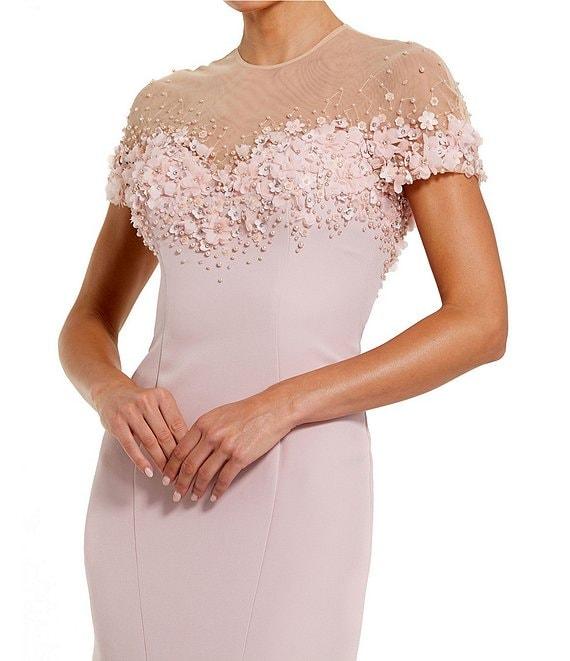 Mac Duggal Mermaid Crepe Gown With Beaded Illusion Neck Product Image