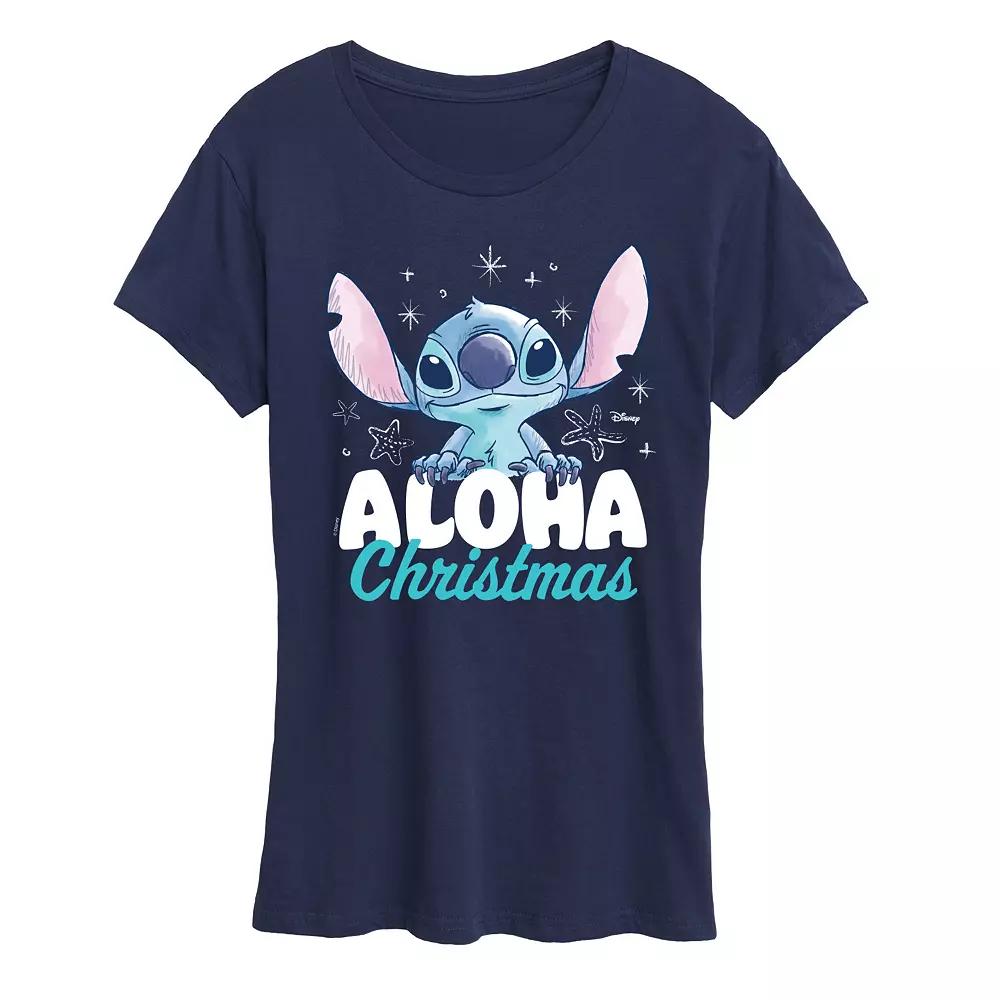 Disney's Lilo and Stitch Women's Aloha Christmas Graphic Tee,  Product Image