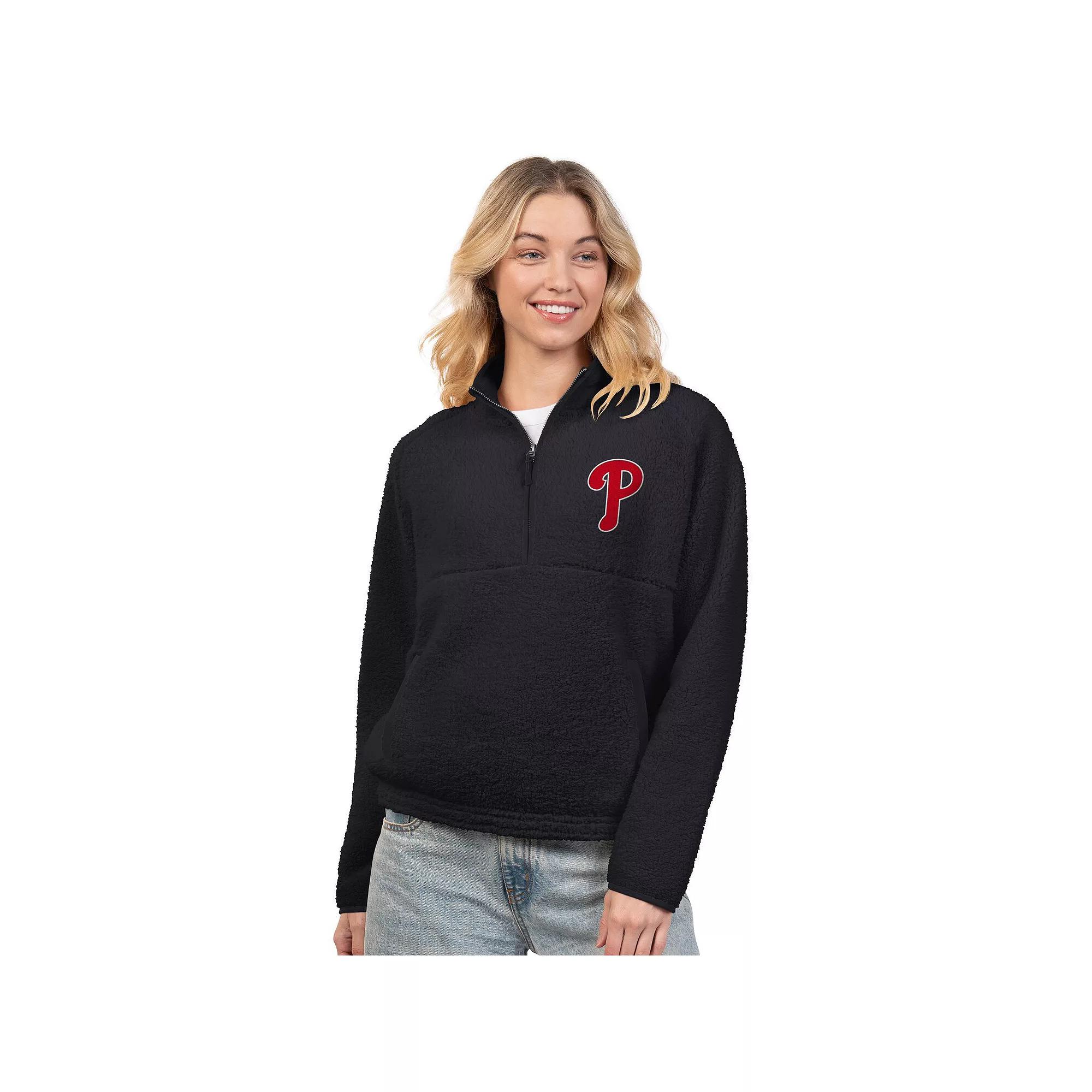 Women's G-III 4Her by Carl Banks Black Philadelphia Phillies Everst Sherpa Half-Zip Pullover,  Product Image