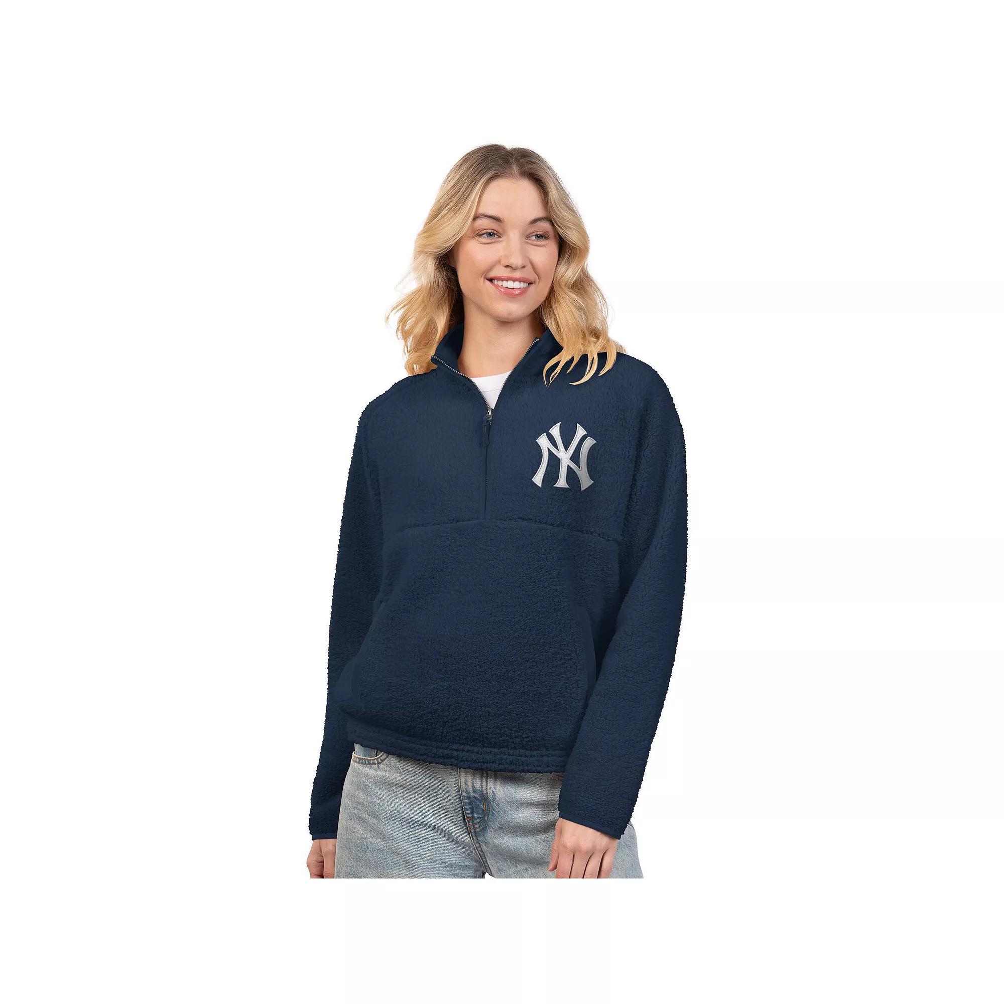 Women's G-III 4Her by Carl Banks  Navy Chicago Cubs Everst Sherpa Half-Zip Pullover, Size: XL, Blue Product Image
