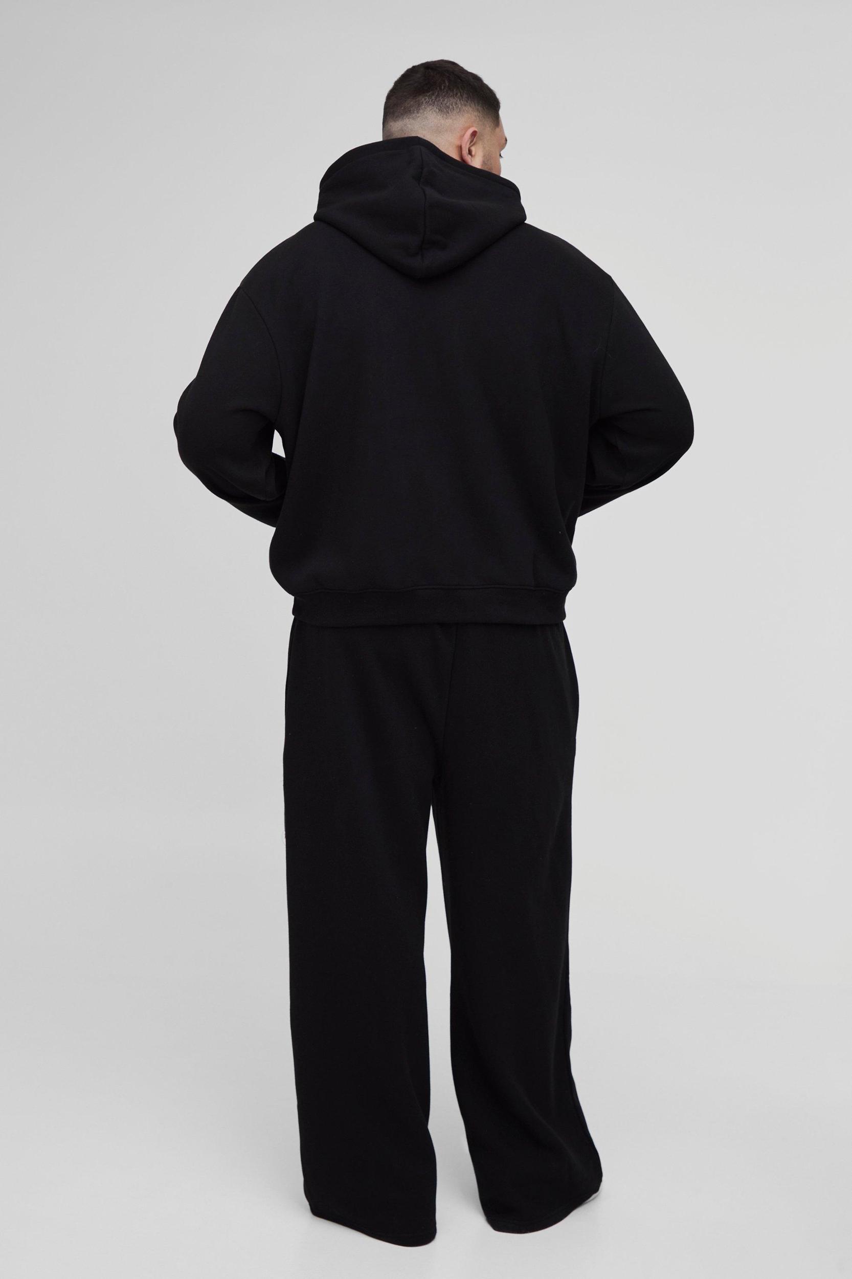 Plus Oversized Boxy Zip Thru Rhinestone Applique Hooded Tracksuit | boohooMAN USA Product Image