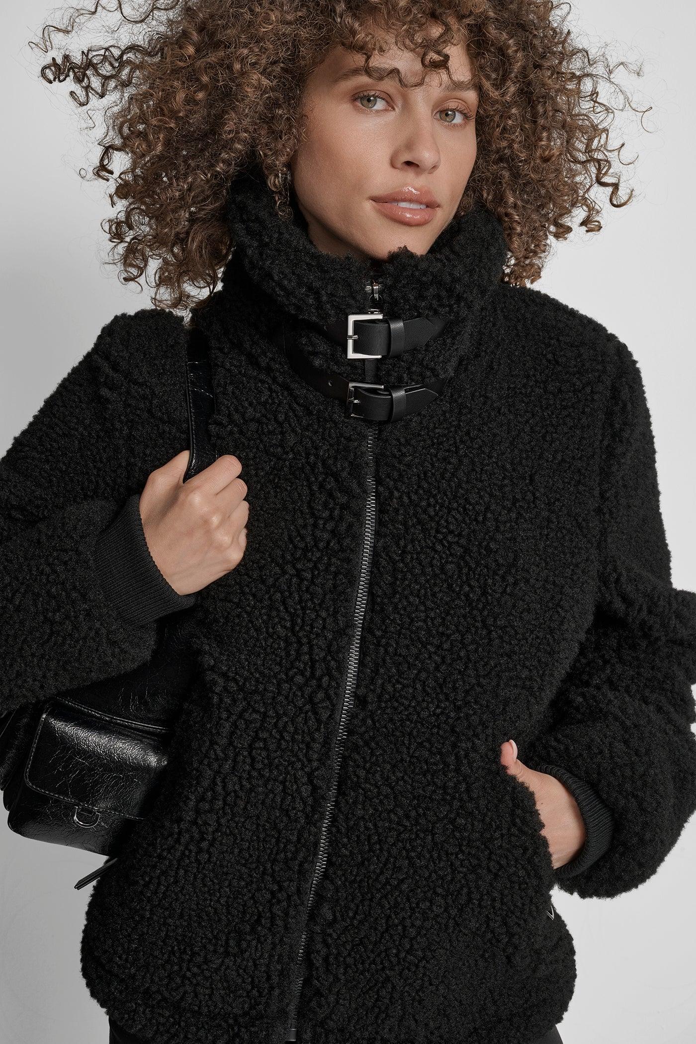 ZIP SHERPA JACKET WITH BUCKLE COLLAR Product Image