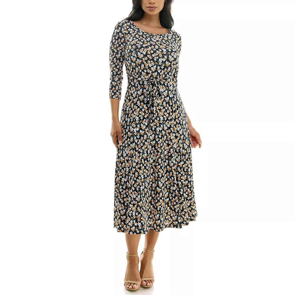 Women's Nina Leonard Sylvia Midi Dress with Belt,  Product Image