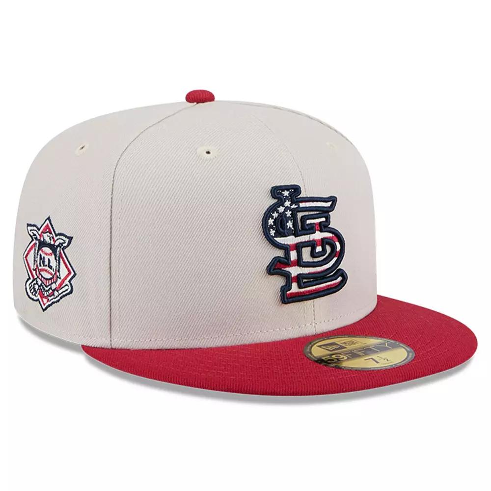 Men's New Era Khaki/Red St. Louis Cardinals 2024 Fourth of July 59FIFTY Fitted Hat,  Product Image