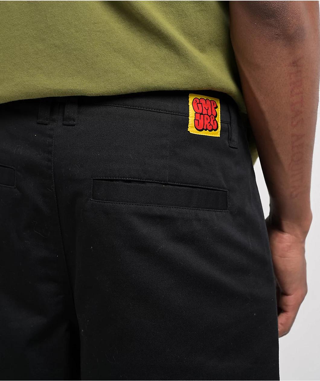 Empyre School Black Loose Skate Pleated Chino Pants Product Image