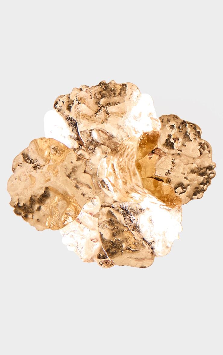  Gold Crinkle Flower Statement Earrings Product Image