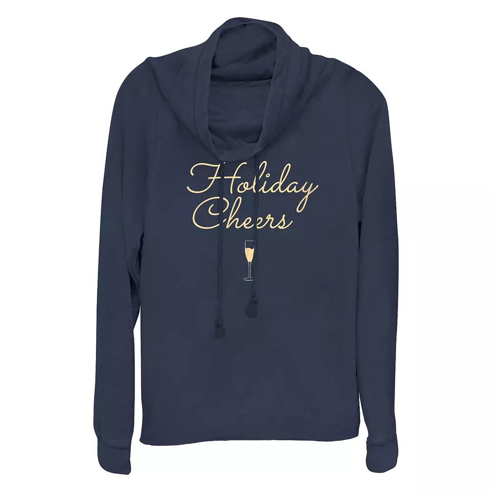 Women's Holiday Cheers Cowlneck Graphic Lightweight Long Sleeve,  Product Image
