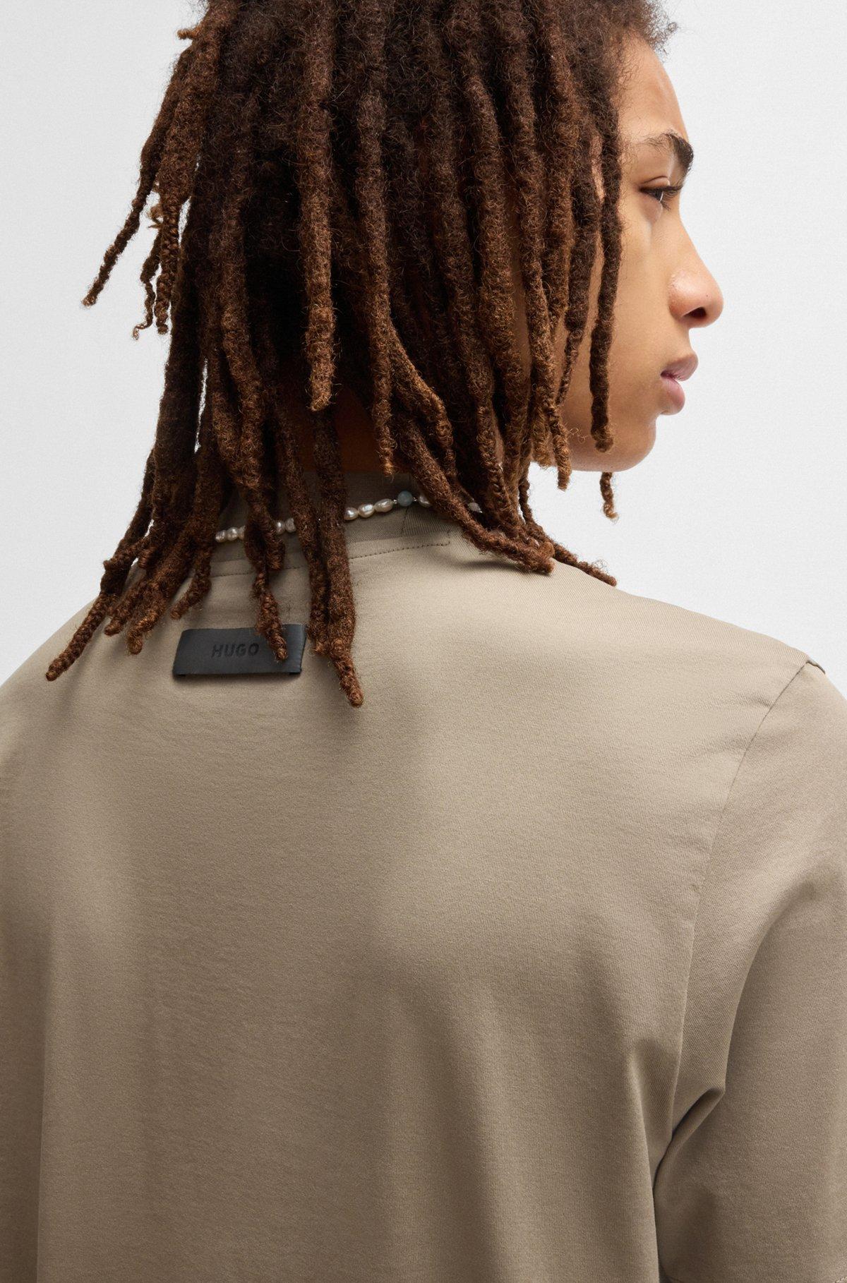 Slim-fit T-shirt in stretch cotton with stand collar Product Image