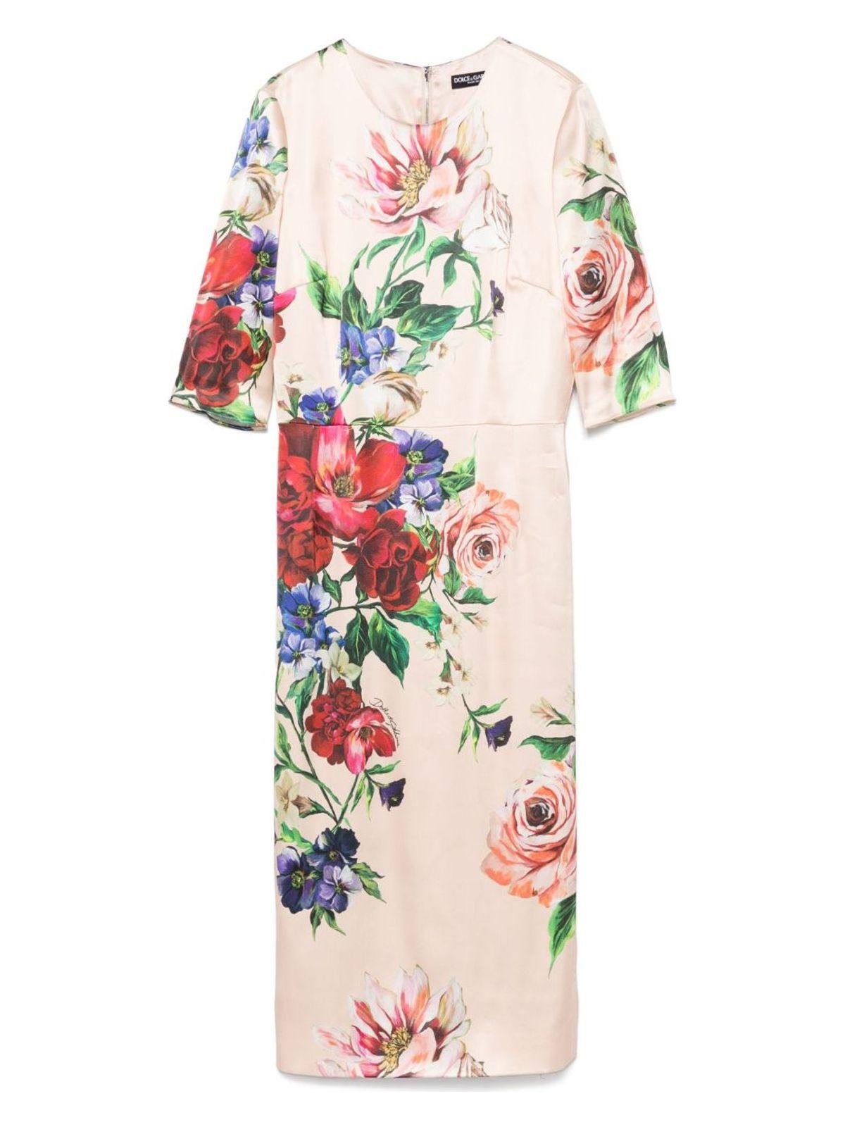 DOLCE & GABBANA Women Flower Print Midi Dress In Neutral Product Image
