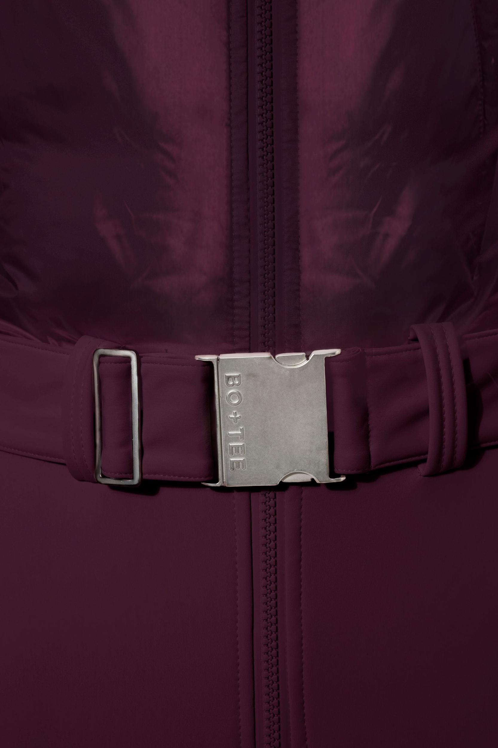 Waterproof Belted Layered Ski Suit in Burgundy Product Image