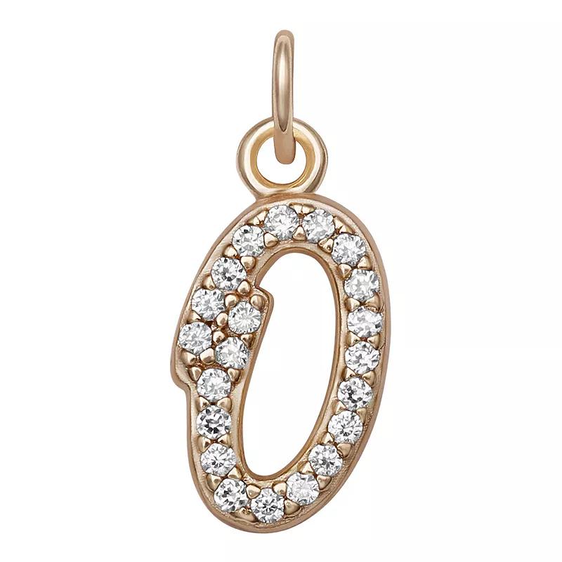 LC Lauren Conrad Sterling Silver Cubic Zirconia Initial Charm, Womens, Gold Tone O Product Image