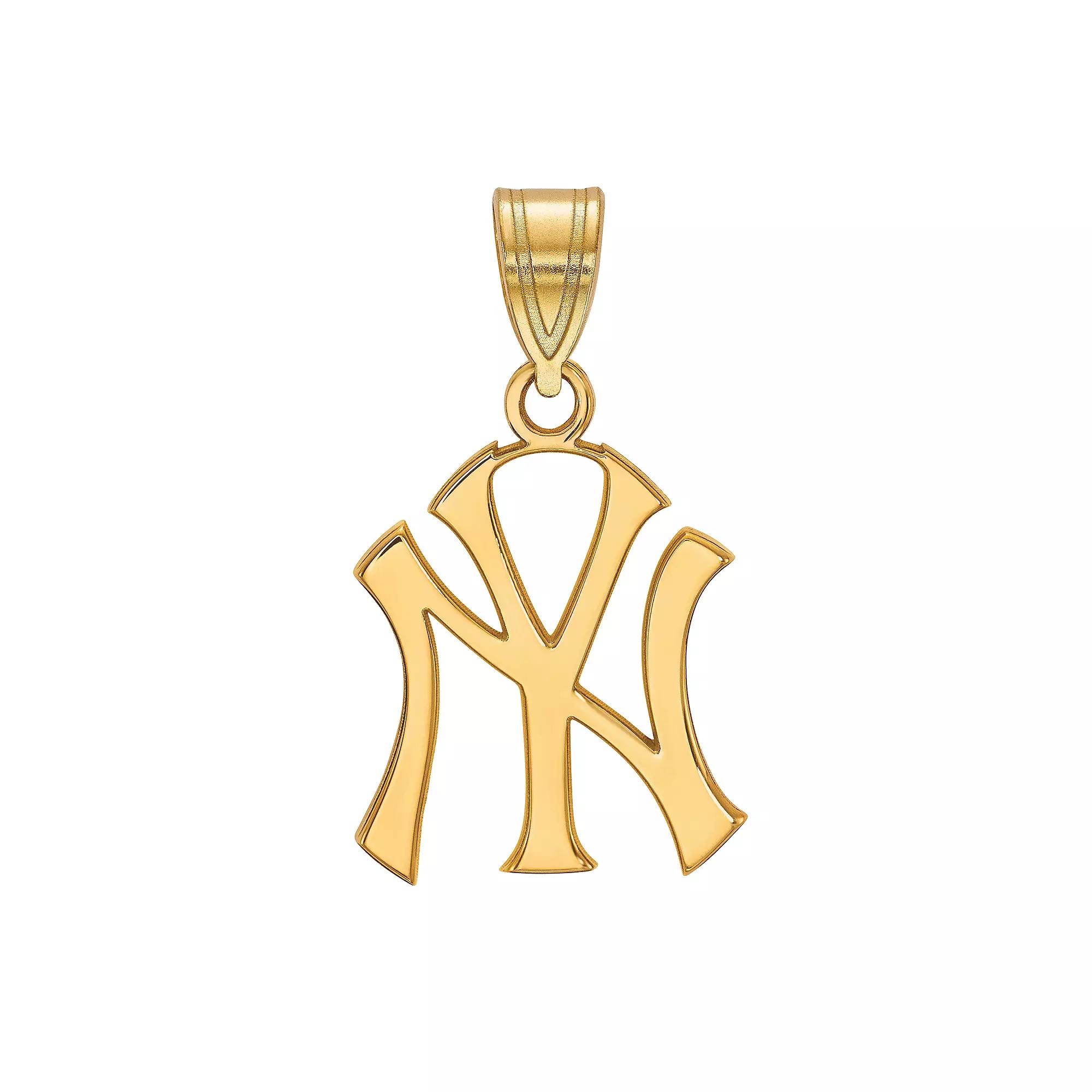 LogoArt Sterling Silver New York Yankees Pendant, Women's, Size: 22 mm, 14k Gold Plated Product Image