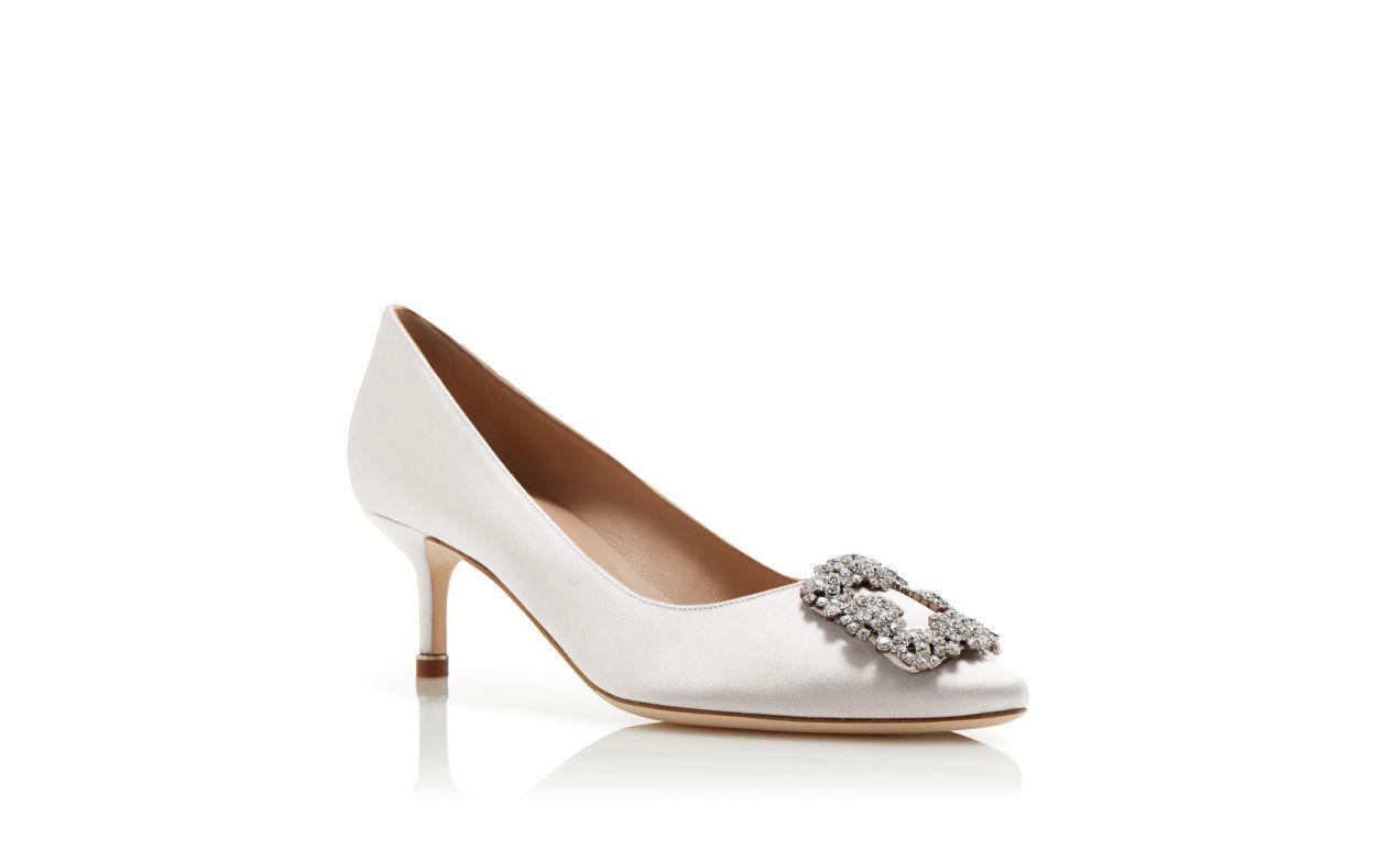 HANGISI 50 Light Cream Satin Jewel Buckle Pumps Product Image