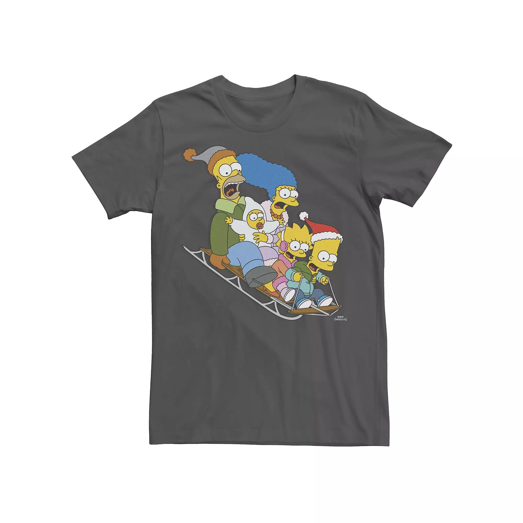 Men's The Simpsons Christmas Sledding Tee,  Product Image