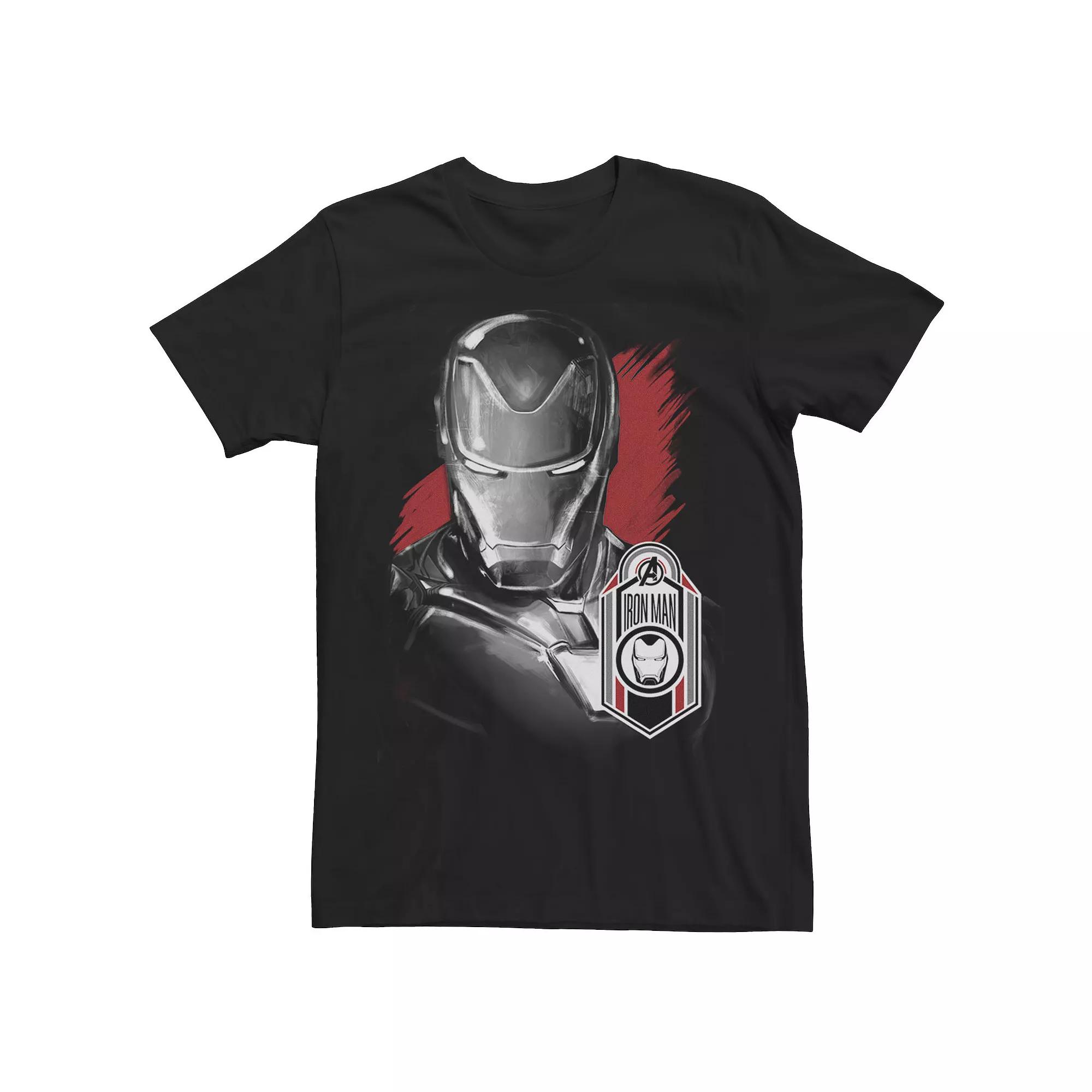 Men's Marvel Avengers Endgame Iron Man Gray Scale Portrait Graphic Tee, Size: Medium, Black Product Image