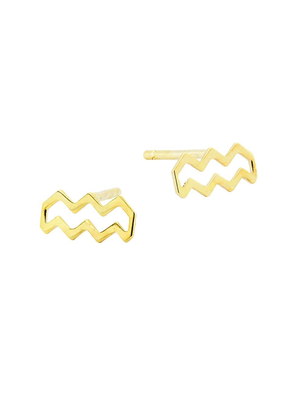 Womens 14Kt Gold Yellow Finish Polished Stud Libra Earring With Push Back Clasp Product Image
