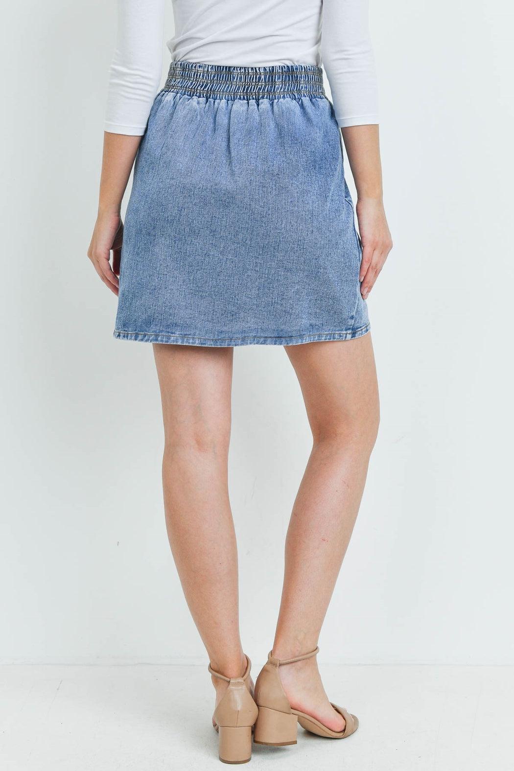 Denim Slit Mini Skirt Product Image