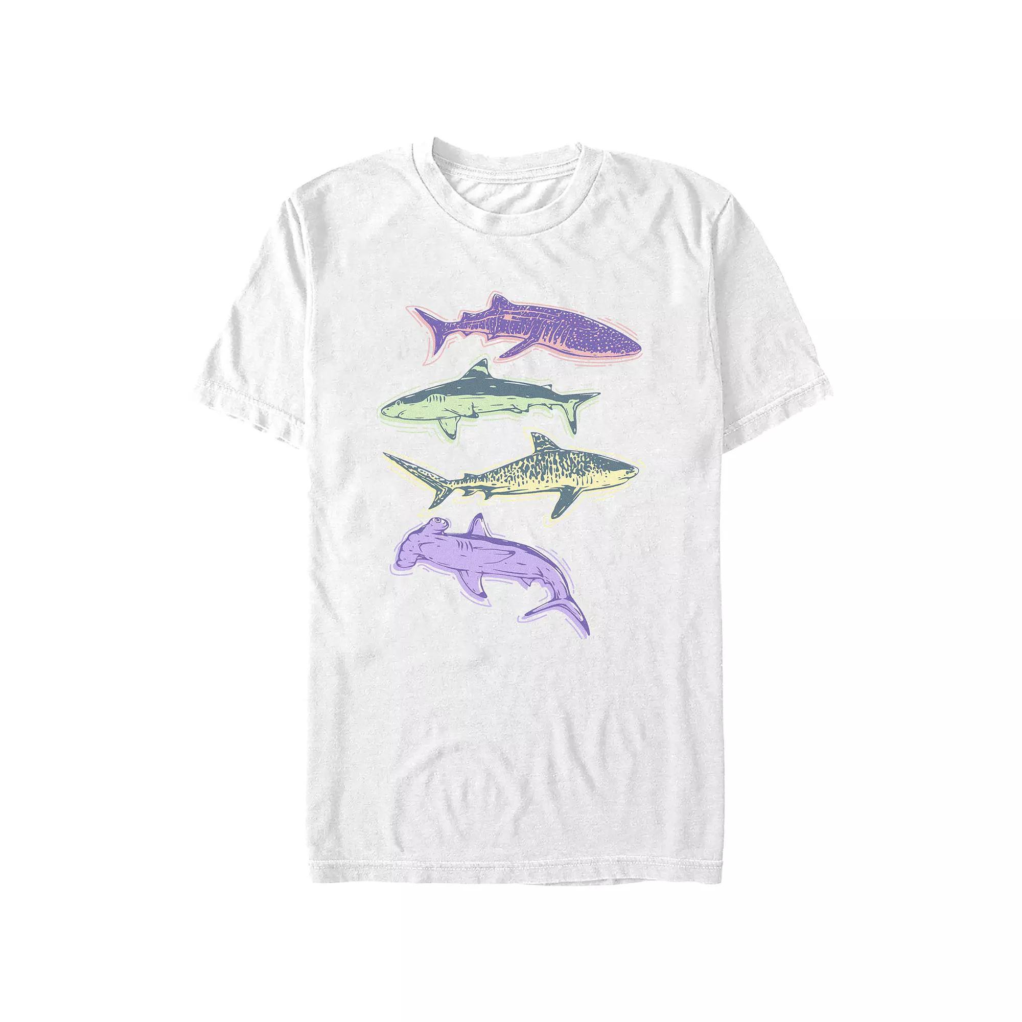 Men's Colorful Sharks Graphic Tee,  Product Image