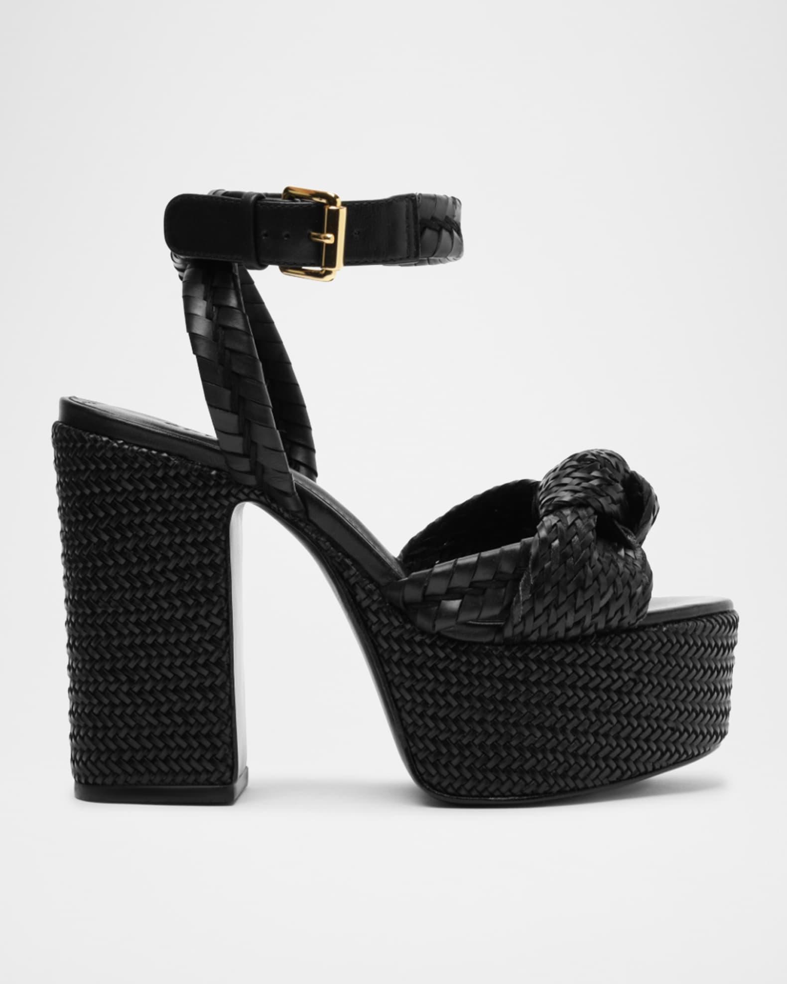 Khari Knotted Leather Ankle-Strap Platform Sandals Product Image