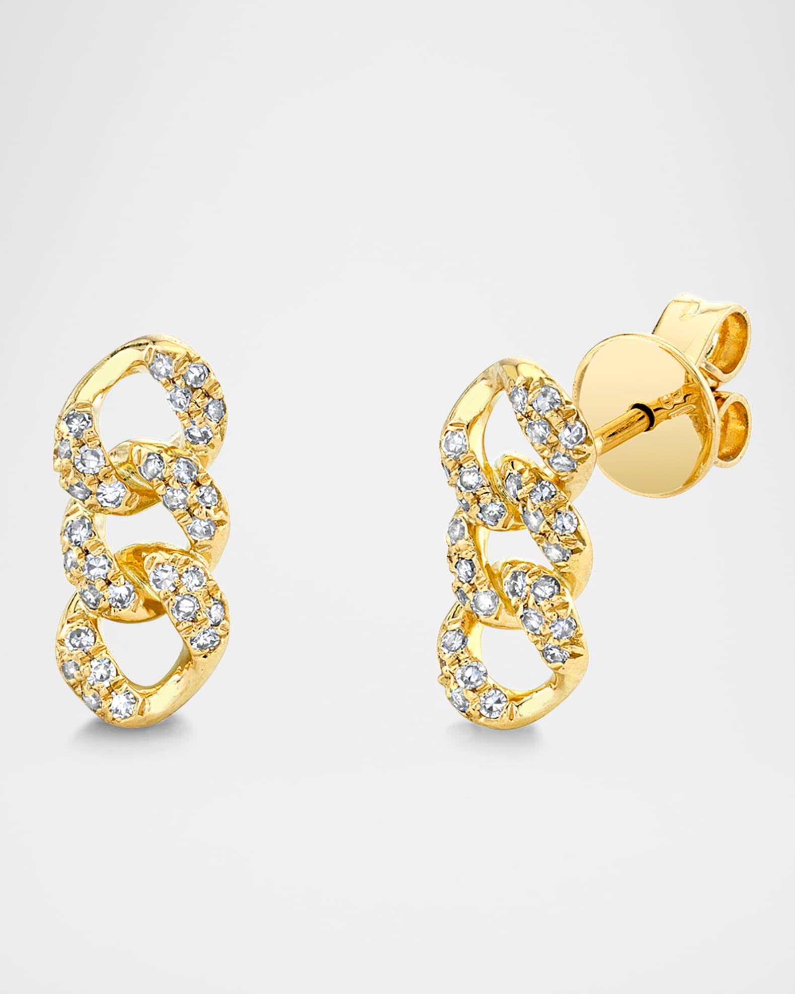 Essential Pave Diamond Link Stud Earrings Product Image