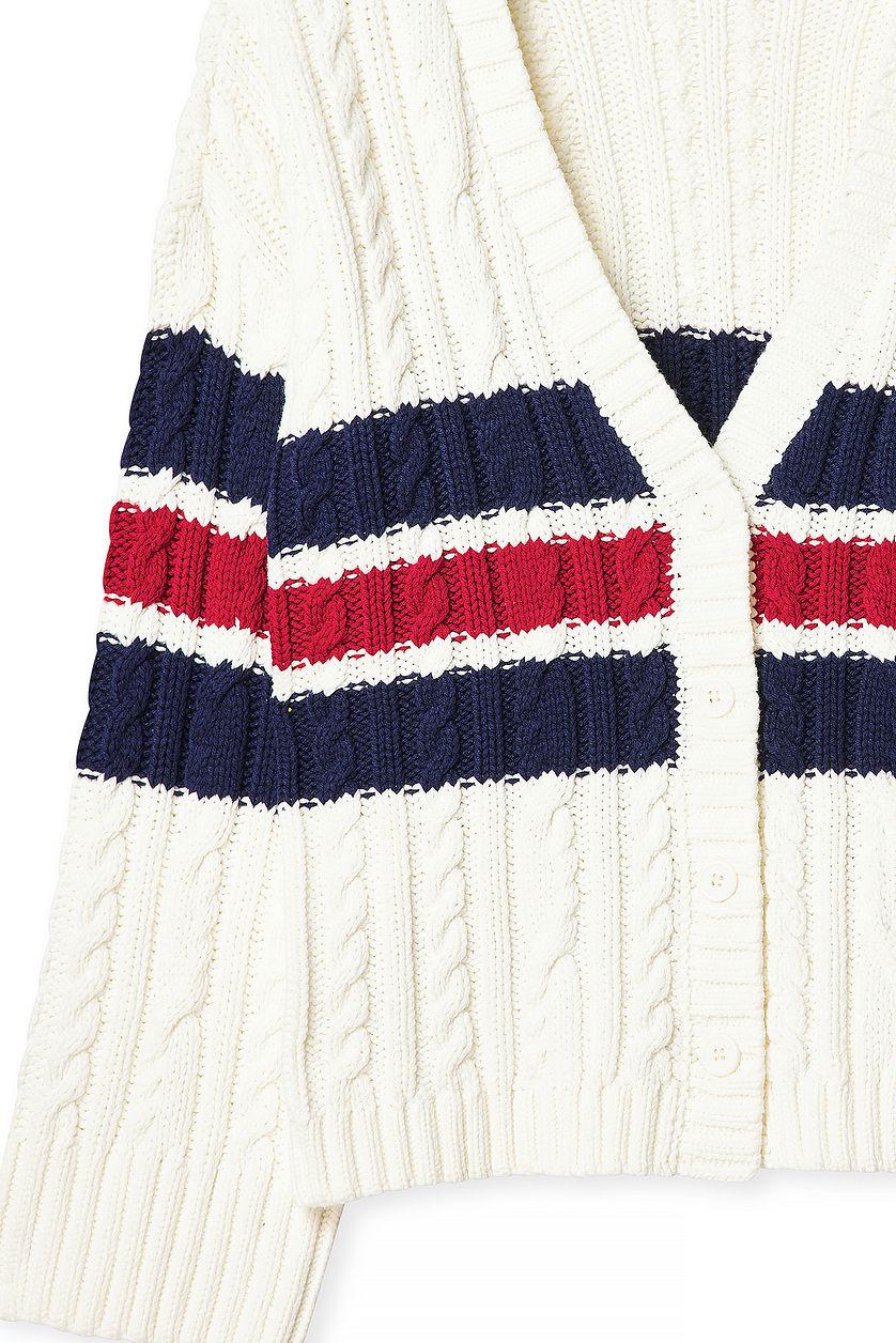 Oversized Cable Knitted Contrast Sweater Product Image