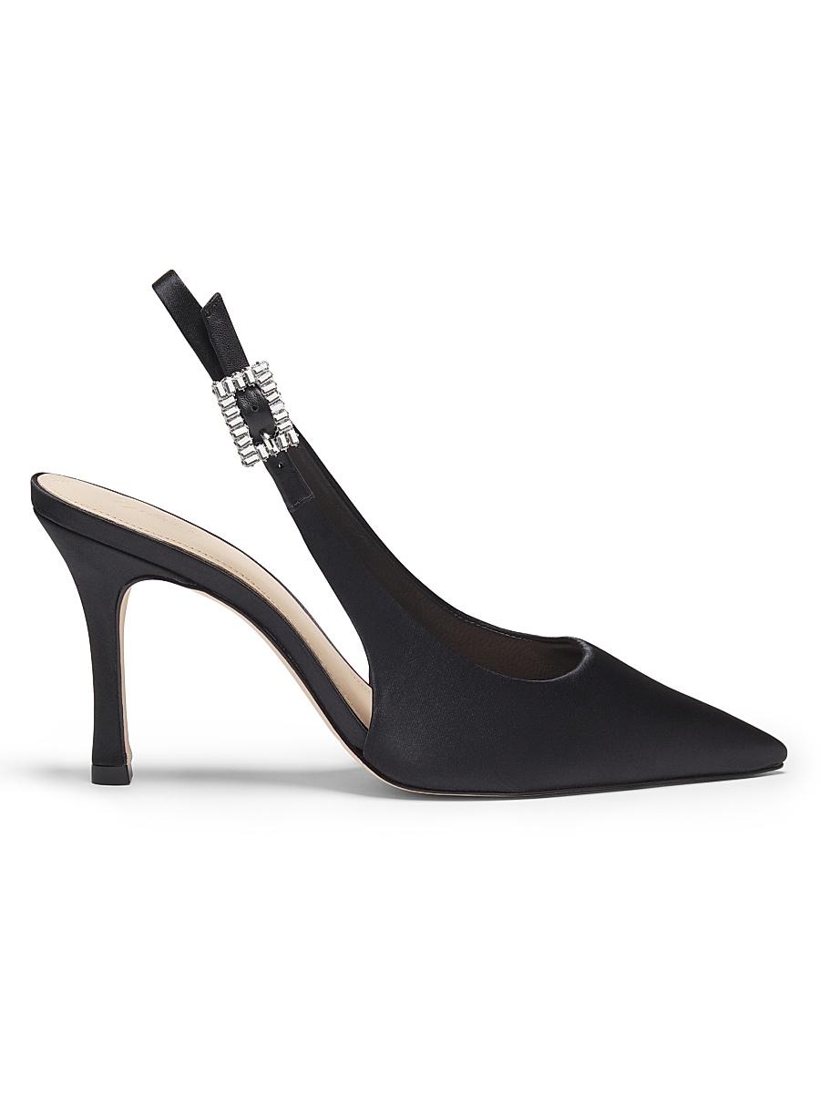 Womens Crystal Buckle 90MM Satin Slingback Pumps Product Image