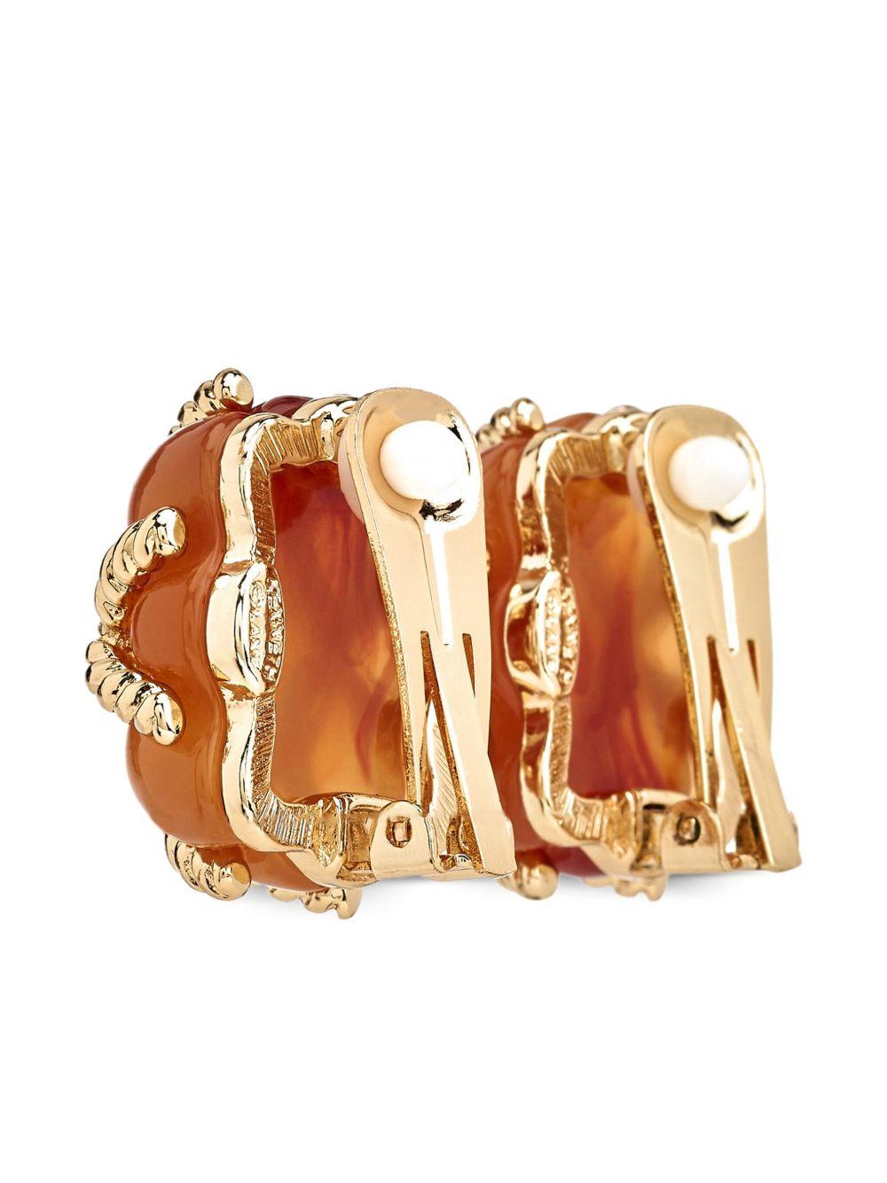 quilted gold-tone clip-on earrings Product Image