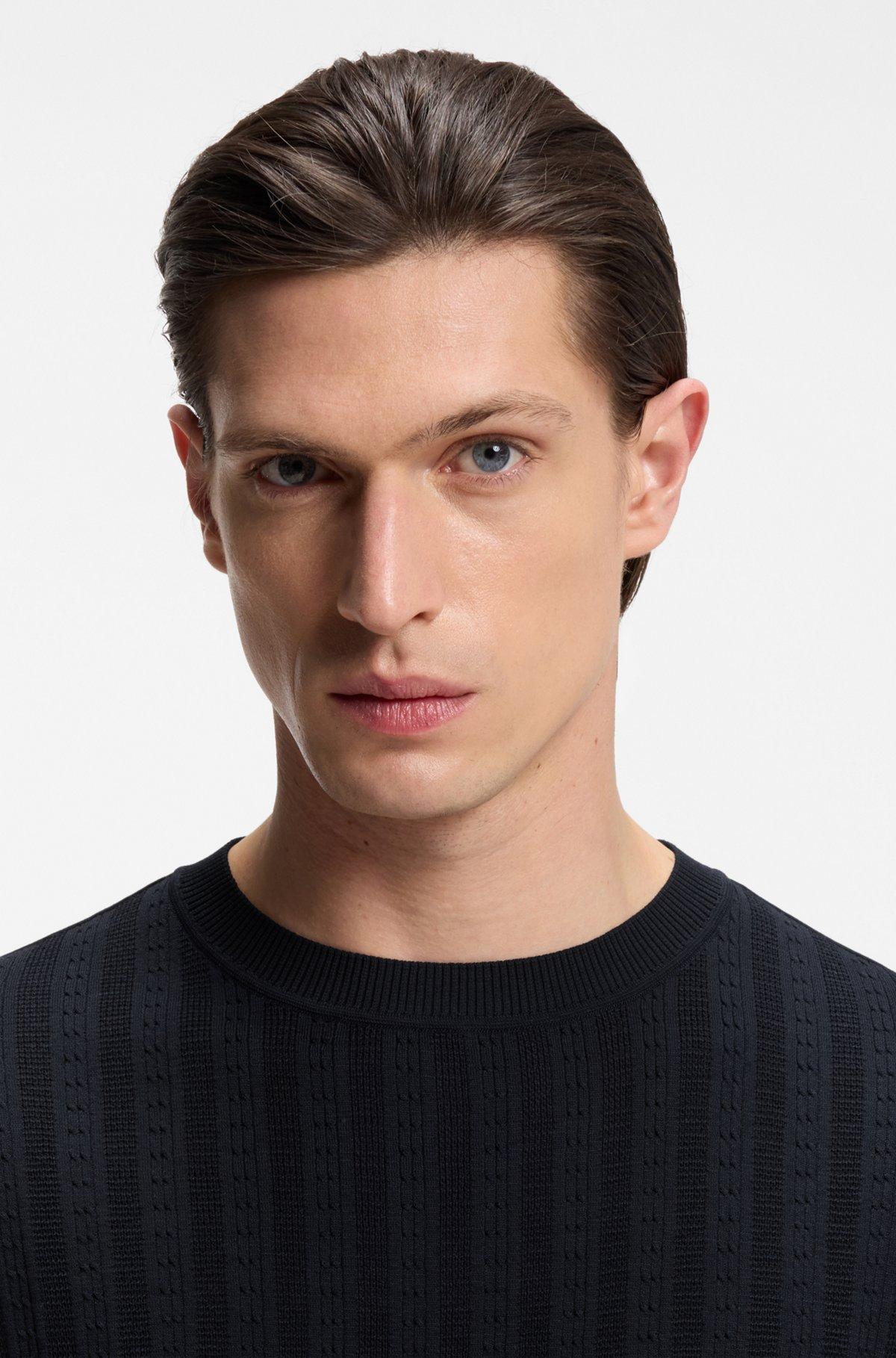 Cable-knit T-shirt in cotton and silk Product Image