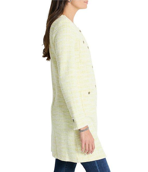 NIC + ZOE Textured Knit Statement Round Neck Long Sleeve Button Front Jacket Product Image
